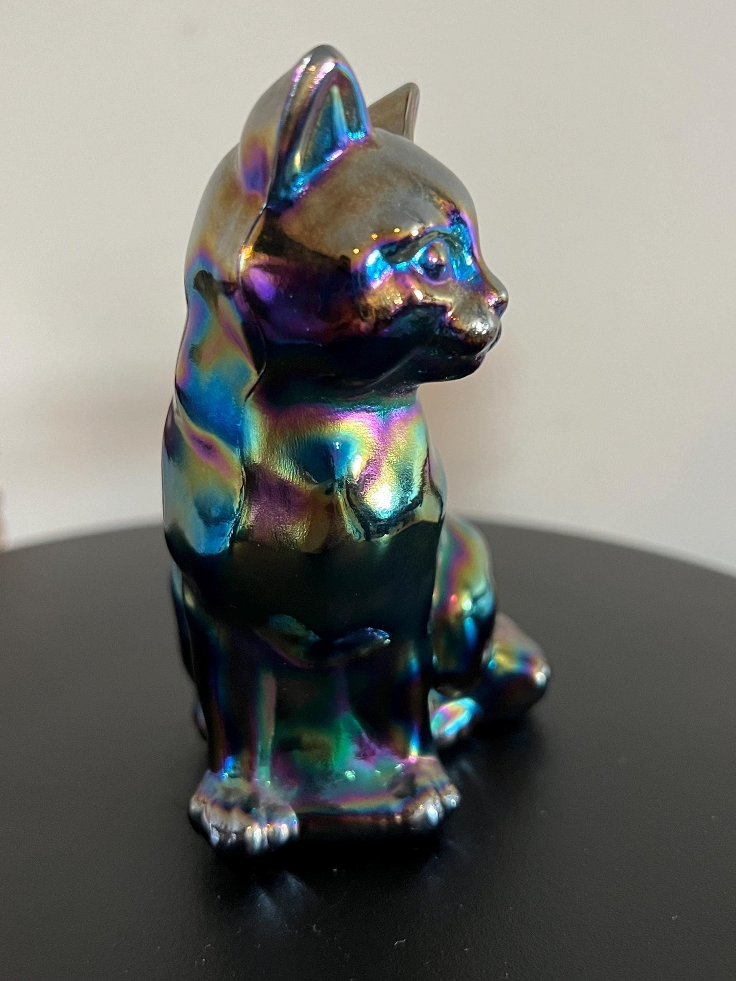 Vintage Fenton Carnival Glass Cat Iridescent Matte Kitty Glass Art Cats Lover Antiques and Vintage