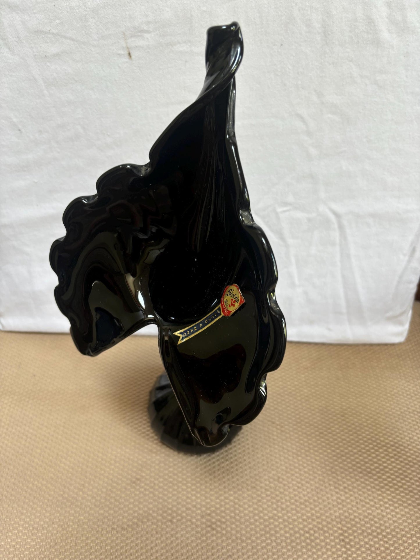 Vintage Empoli S.T.E.L.V.I.A. Fatto A Mano Black Amethyst Ruffled Jack-In-The-Pulpit Vase Twist Swung Lover Antiques and Vintage
