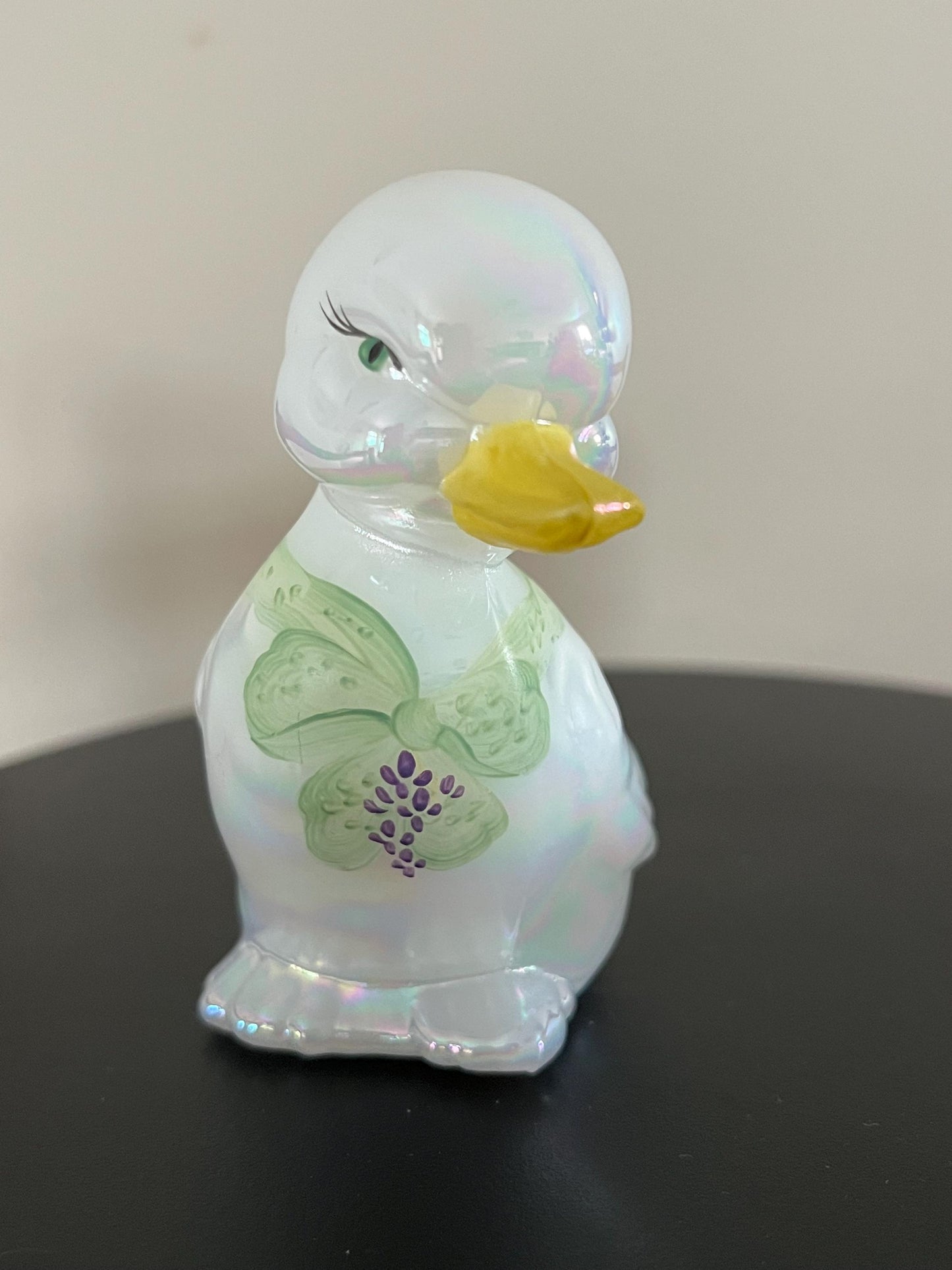 Vintage Fenton Opalescent Duck Hand Painted by J. Watson Animal Glass Art Lover Antiques and Vintage
