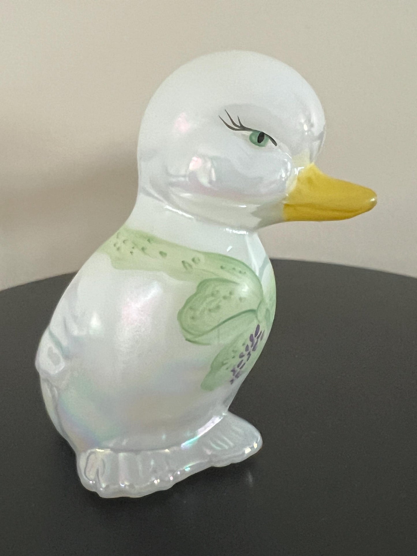 Vintage Fenton Opalescent Duck Hand Painted by J. Watson Animal Glass Art Lover Antiques and Vintage
