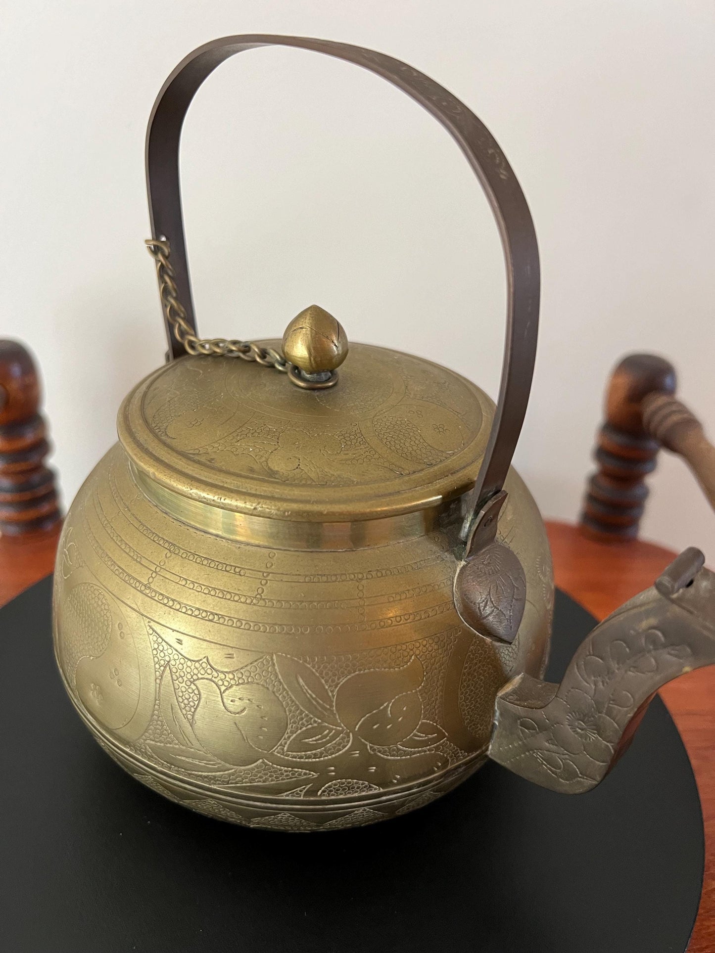 Vintage Brass Kettle with Lid Handle and Ornate Spout Lover Antiques and Vintage