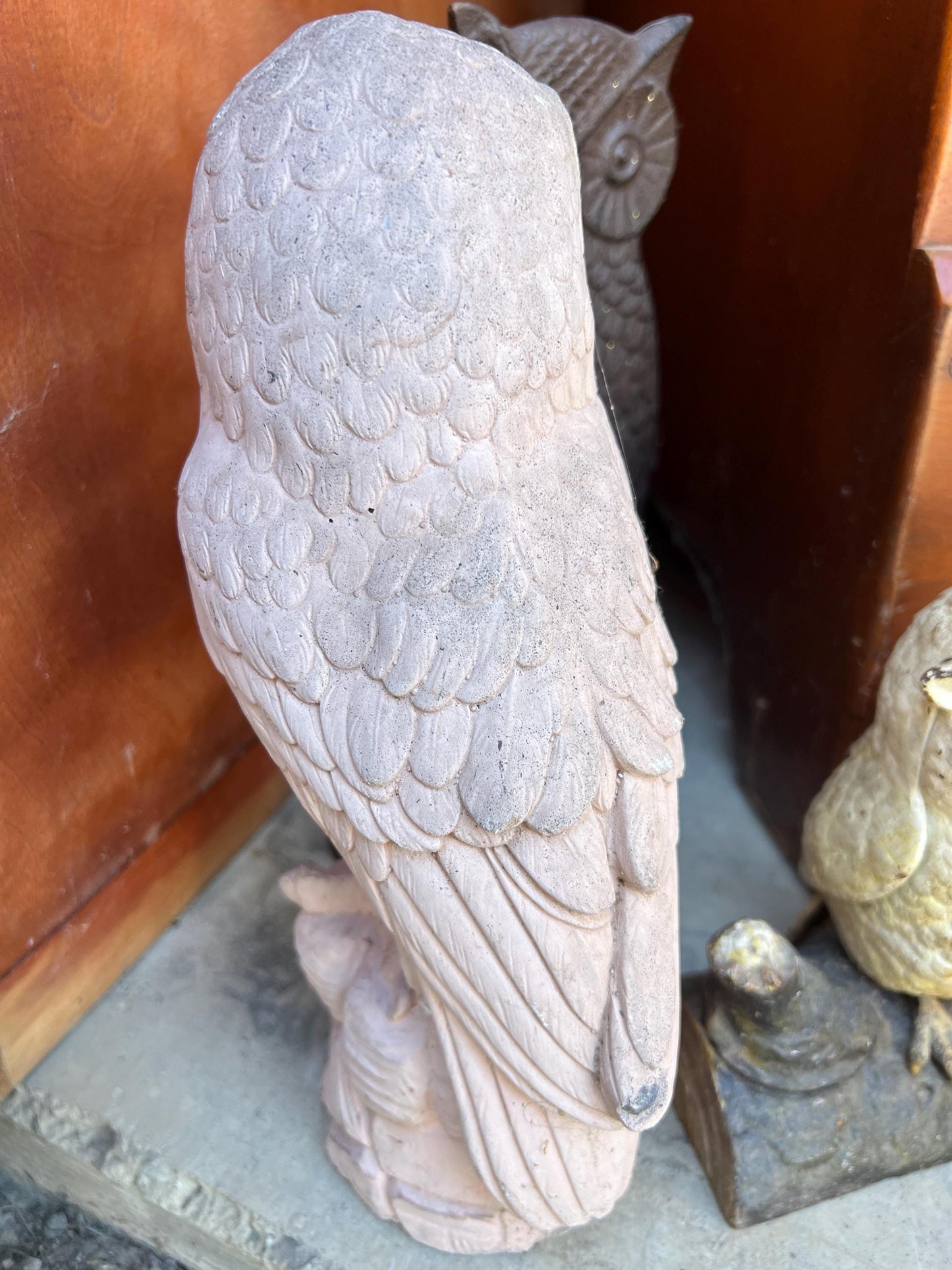 Antique Carved Pink Stone Owl Statue Stone Owl Figure Lover Antiques and Vintage