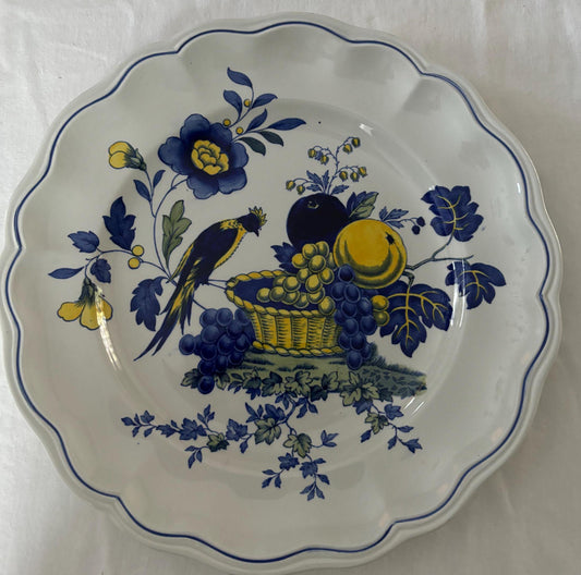 Antique Spode Copeland Blue Bird with Flowers Dinner Plate with Marlborough Shape England S3274 Lover Antiques and Vintage