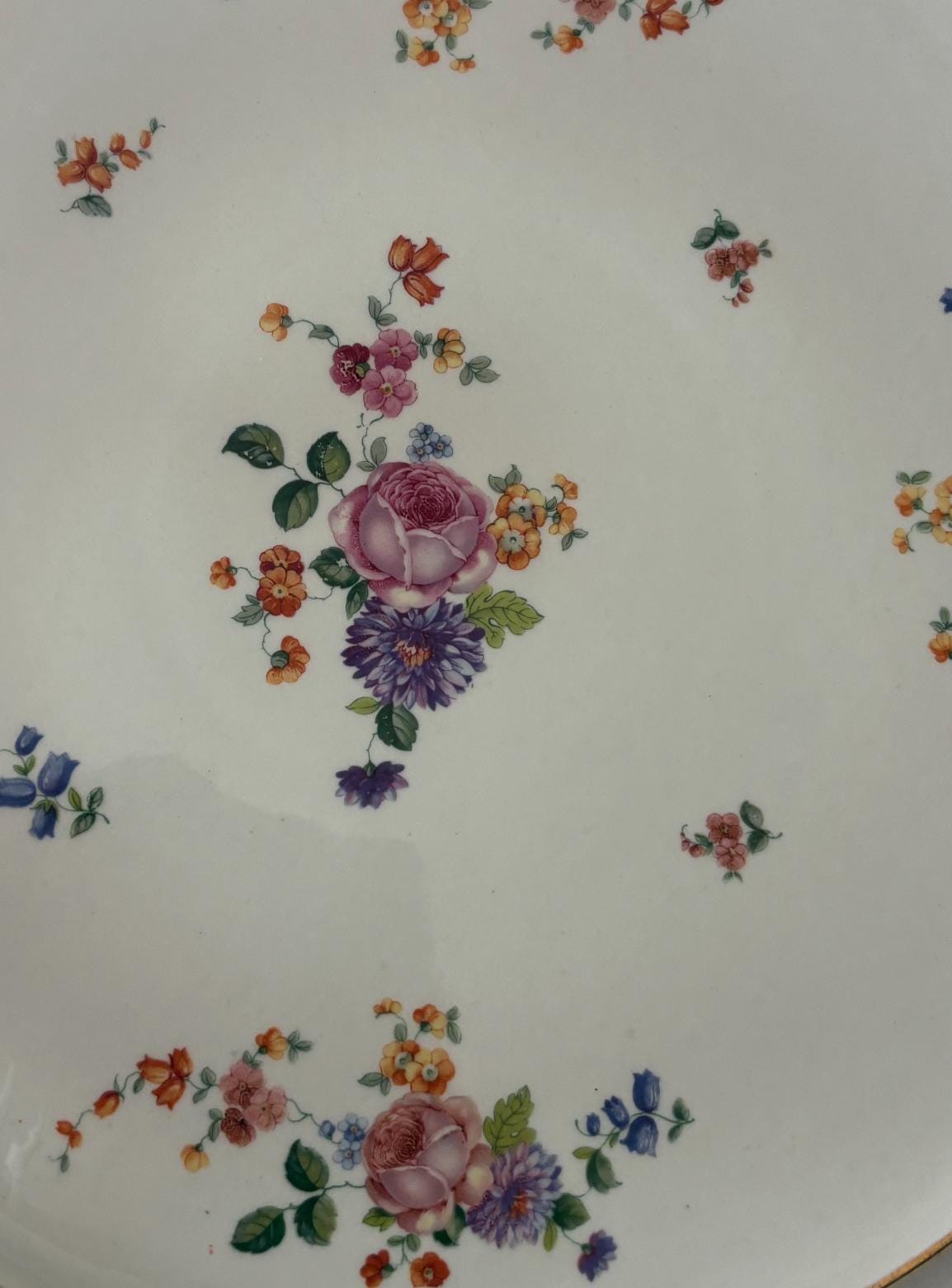 Vintage Czechoslovakia Large Plate with Purple Flowers Floral Design Platter Czech Platter Lover Antiques and Vintage