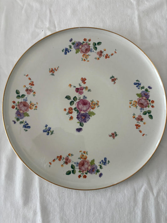 Vintage Czechoslovakia Large Plate with Purple Flowers Floral Design Platter Czech Platter Lover Antiques and Vintage