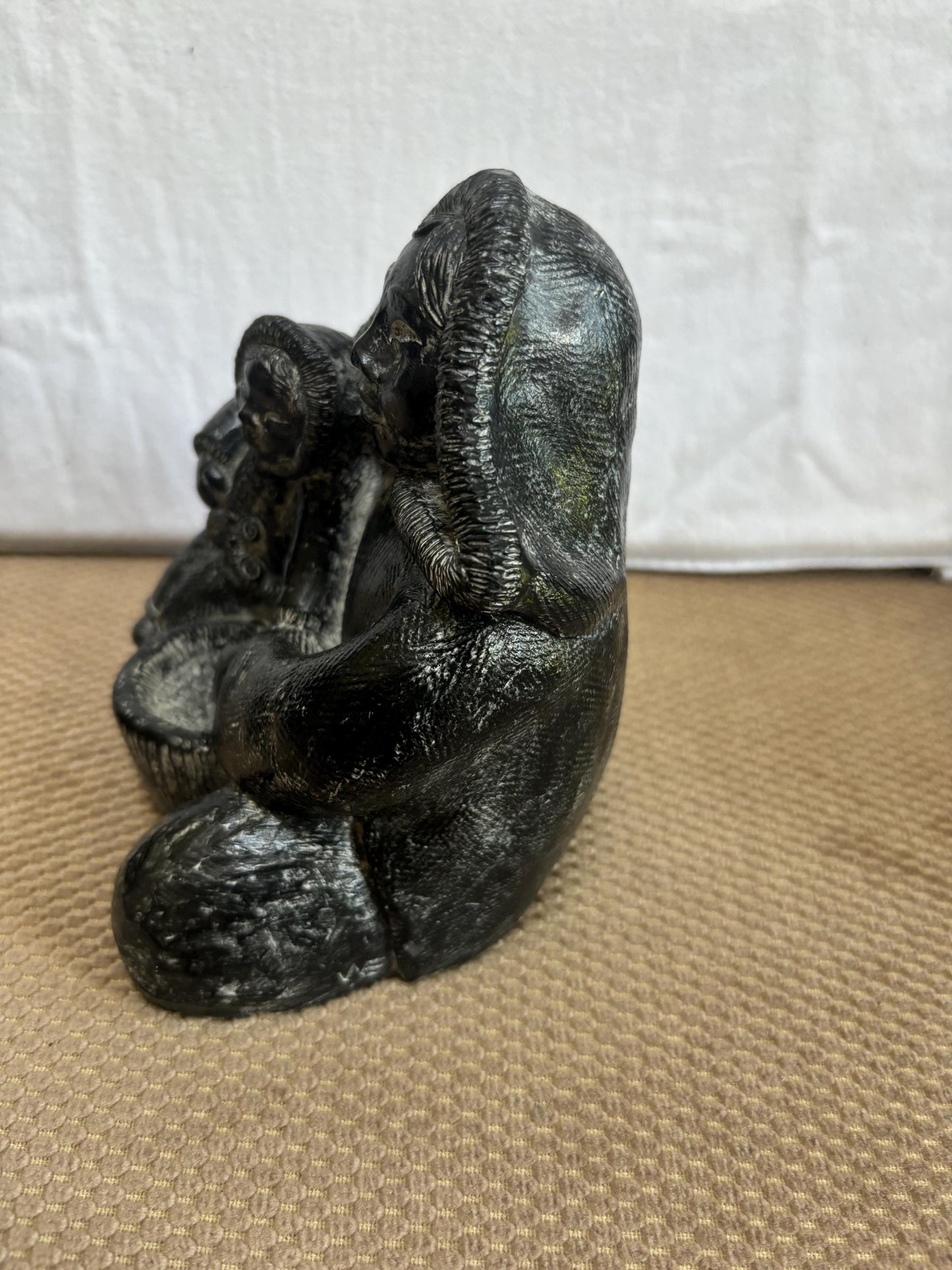 Vintage Inuit Mother & Child Cast Iron Figurine The Wolf Sculptures A Wolf Original Statue Made in Canada Lover Antiques and Vintage