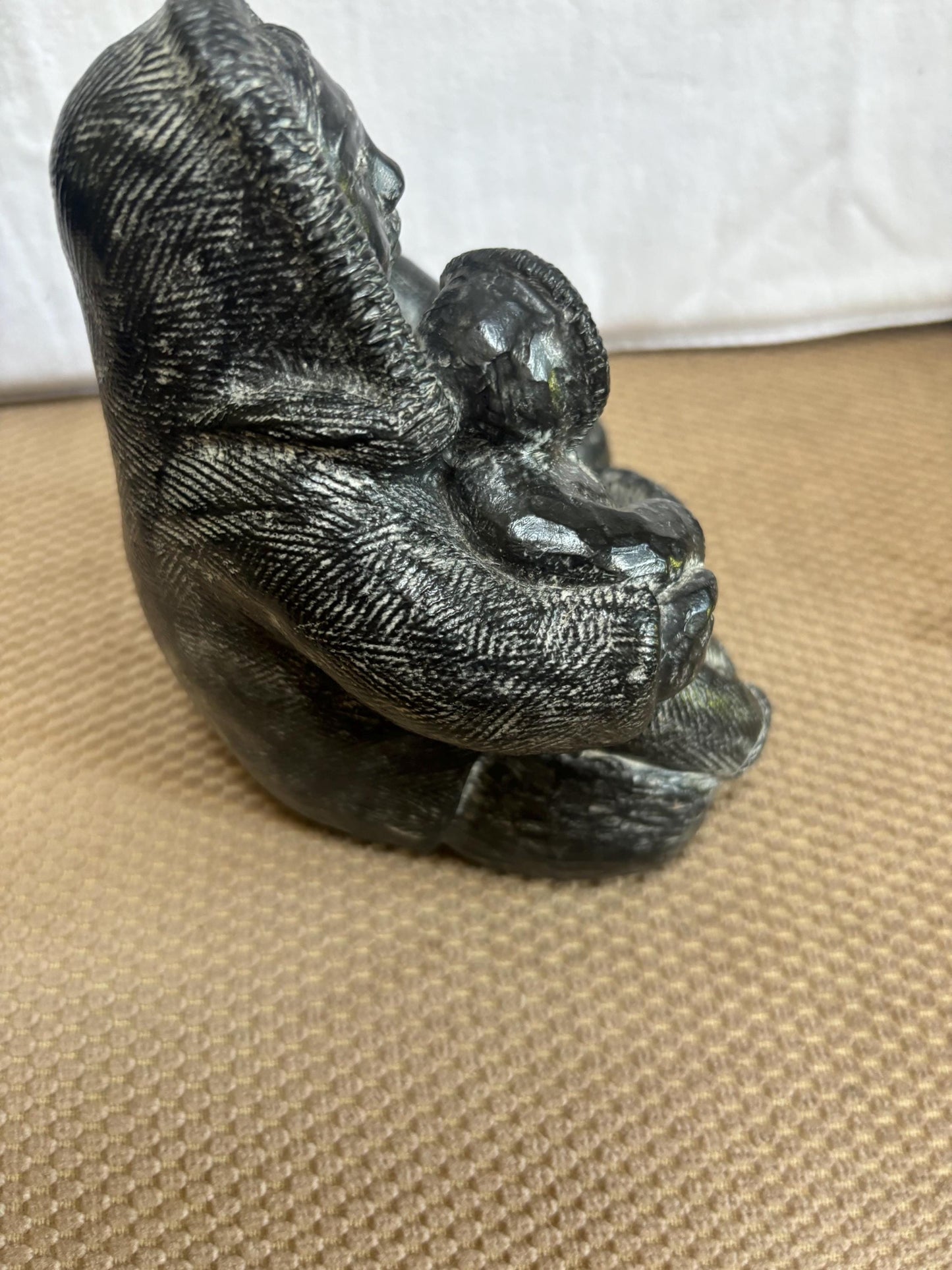 Vintage Inuit Mother & Child Cast Iron Figurine The Wolf Sculptures A Wolf Original Statue Made in Canada Lover Antiques and Vintage