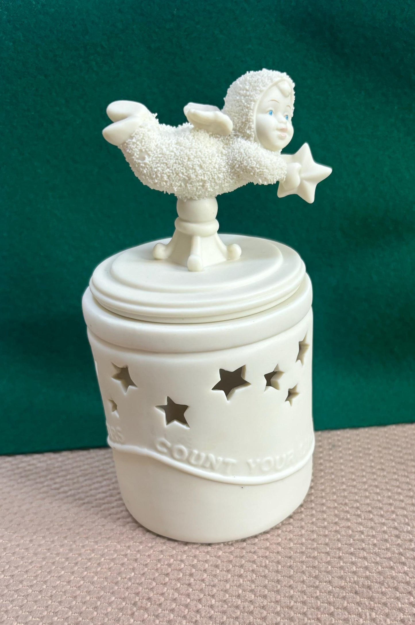 Vintage Department 56 Snowbabies “Count Your Lucky Stars” Candle Jar with Lid Lover Antiques and Vintage