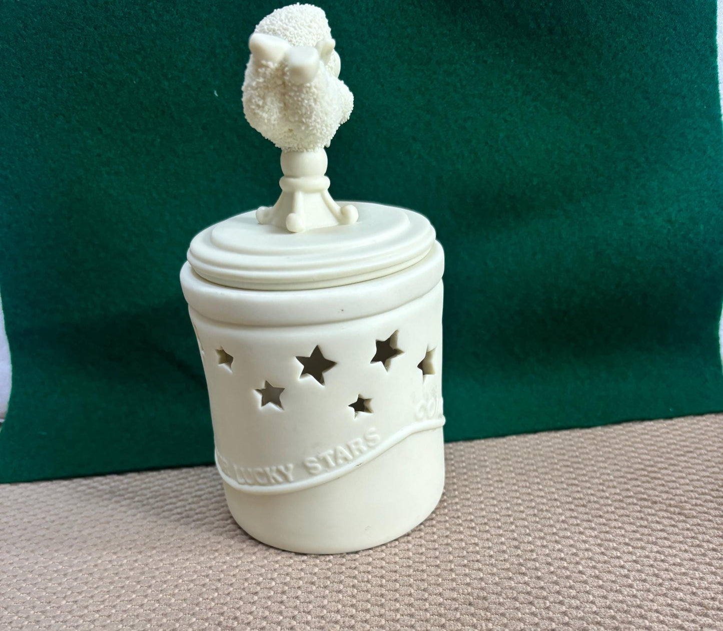 Vintage Department 56 Snowbabies “Count Your Lucky Stars” Candle Jar with Lid Lover Antiques and Vintage