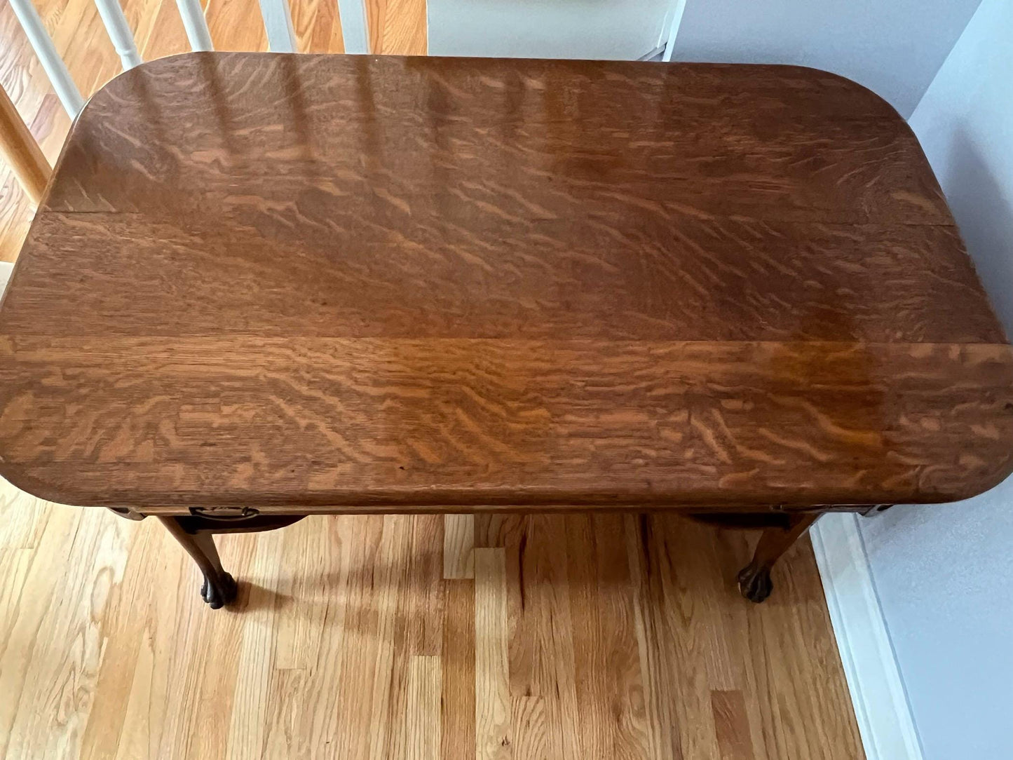 Antique Oak Table Coffee Table Console with Paw Feet Carved Wood Entryway Claw Foot Table Lover Antiques and Vintage