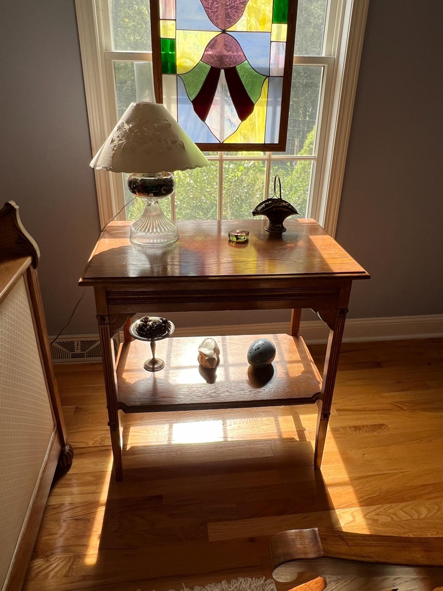 Antique Oak Side Table, End Table, Console Wood Entryway Lover Antiques and Vintage