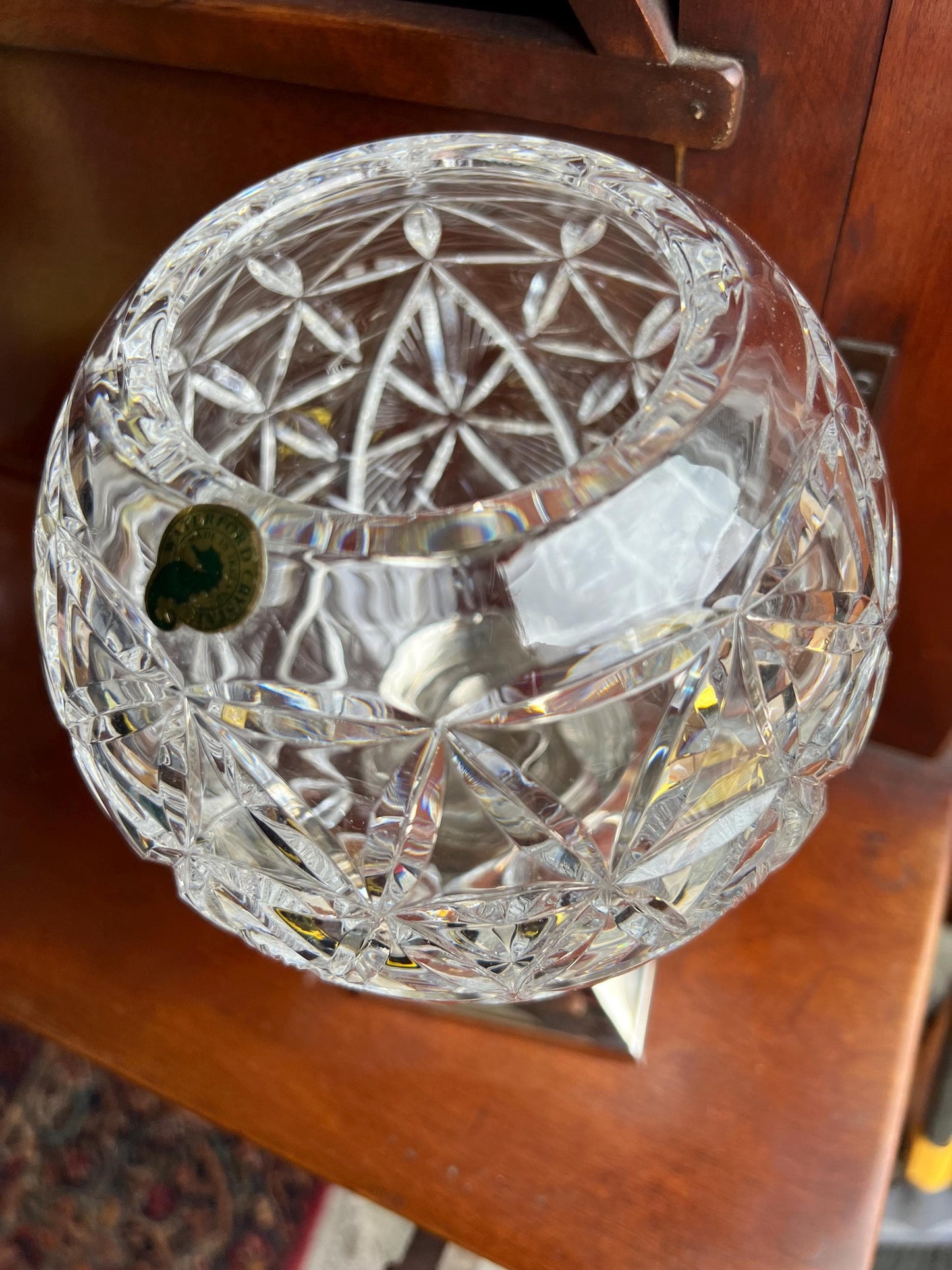 Vintage Waterford Crystal Hurricane Lamp & Metal Candle Holder Base Glass Globe Star of Hope Elegant Gifts at Lover Antiques and Vintage