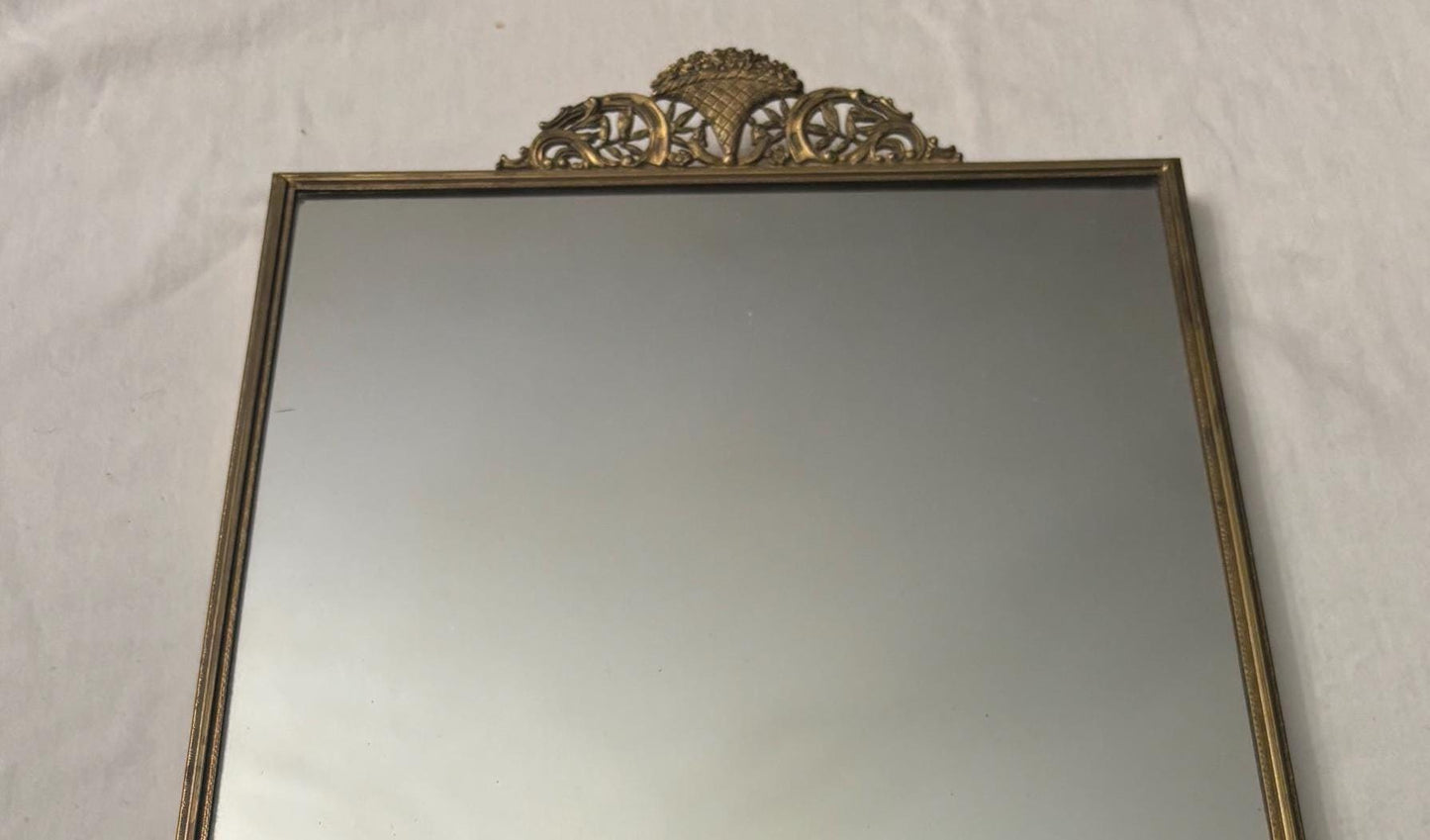 Vintage Gold Filagree Large Rectangular Mirror For Dresser Tray with Flower Design Handles Lover Antiques and Vintage