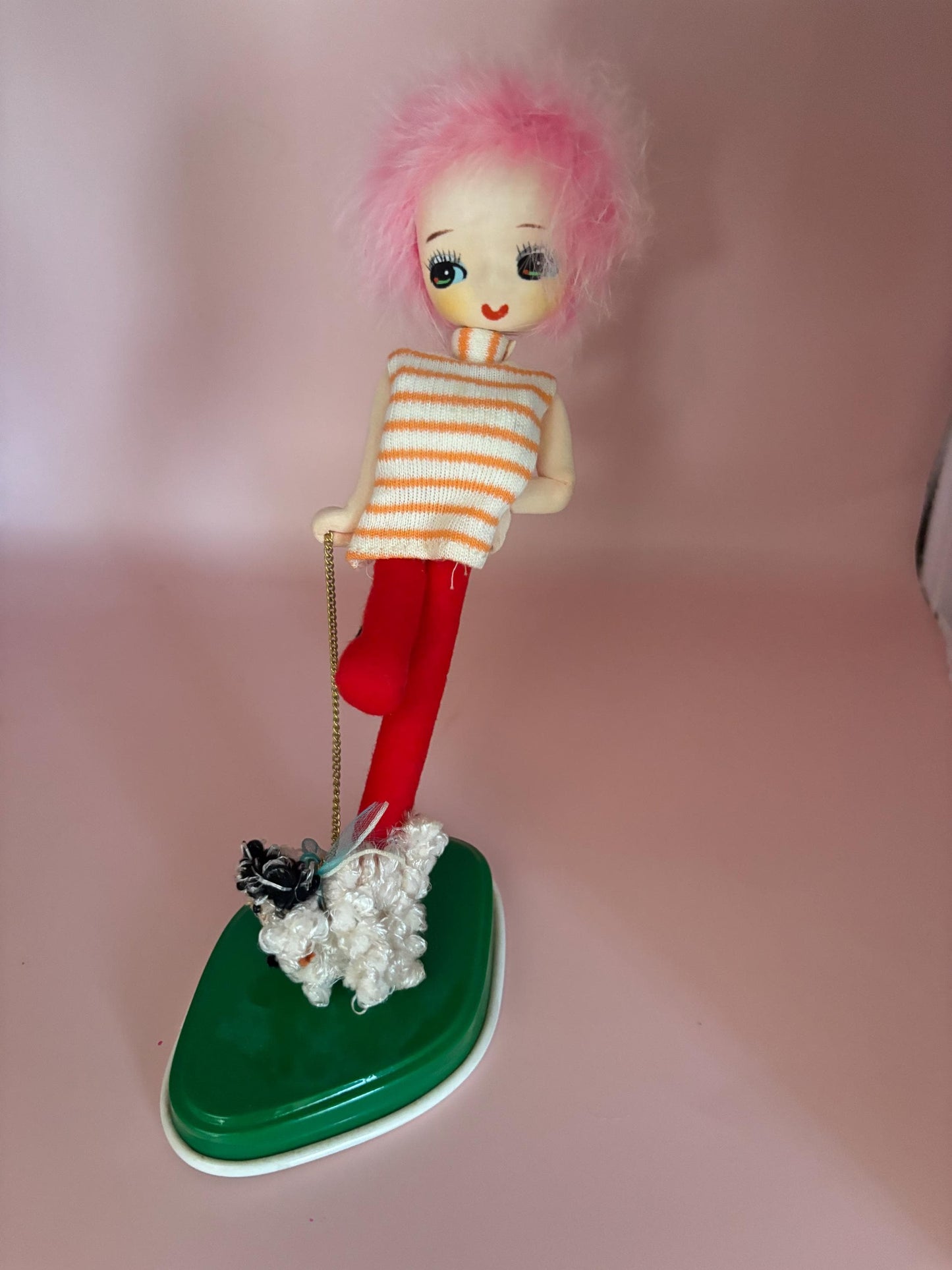 Vintage Japanese Pose Doll on Stand Walking Her Dog Bradley Doll 1960’s Kawaii Made in Japan by RHJ Brand Lover Antiques and Vintage