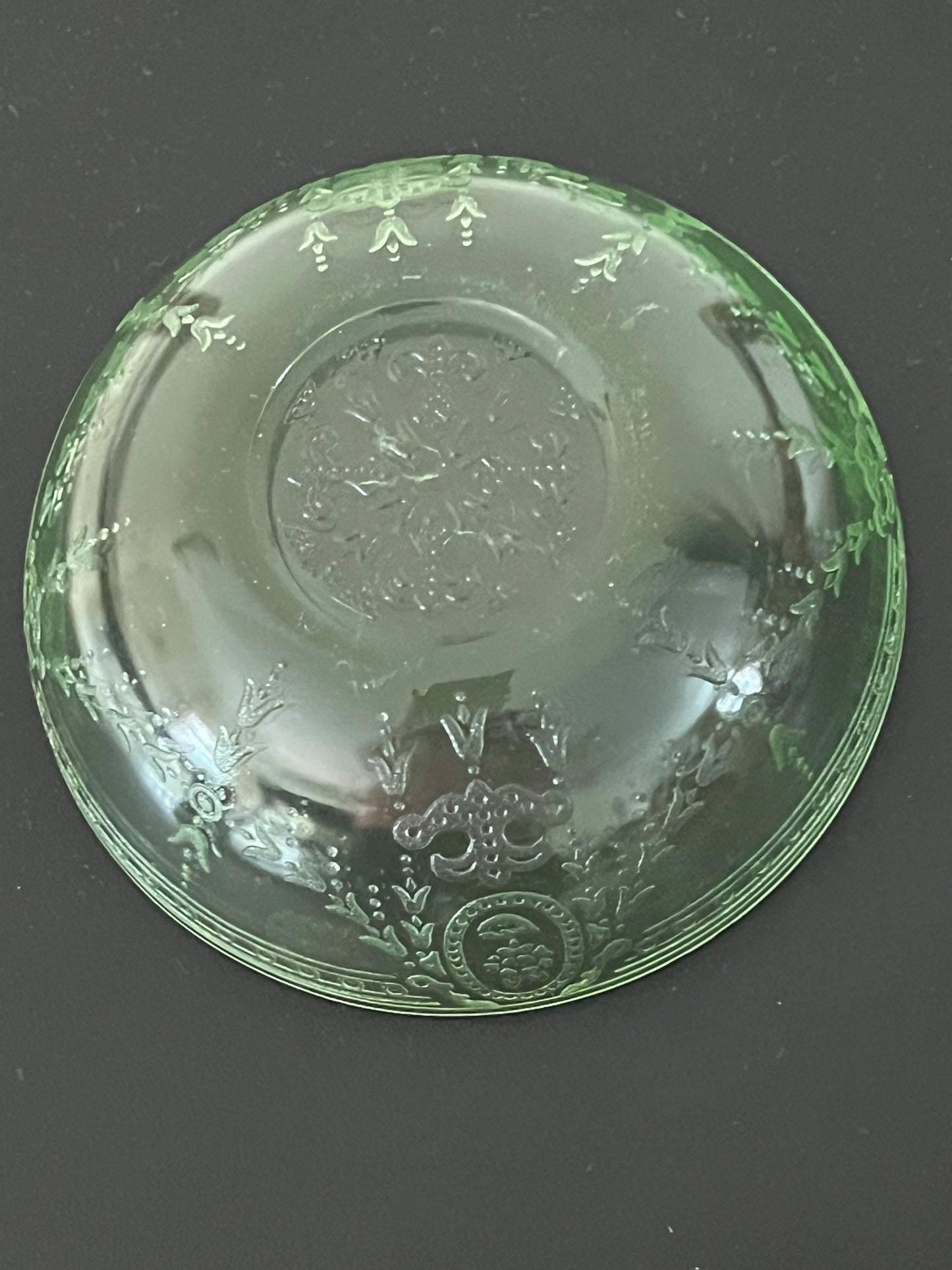 Vintage Uranium Glass Bowl Georgian Lovebirds Design Federal Glass Cereal Bowl Lover Antiques and Vintage