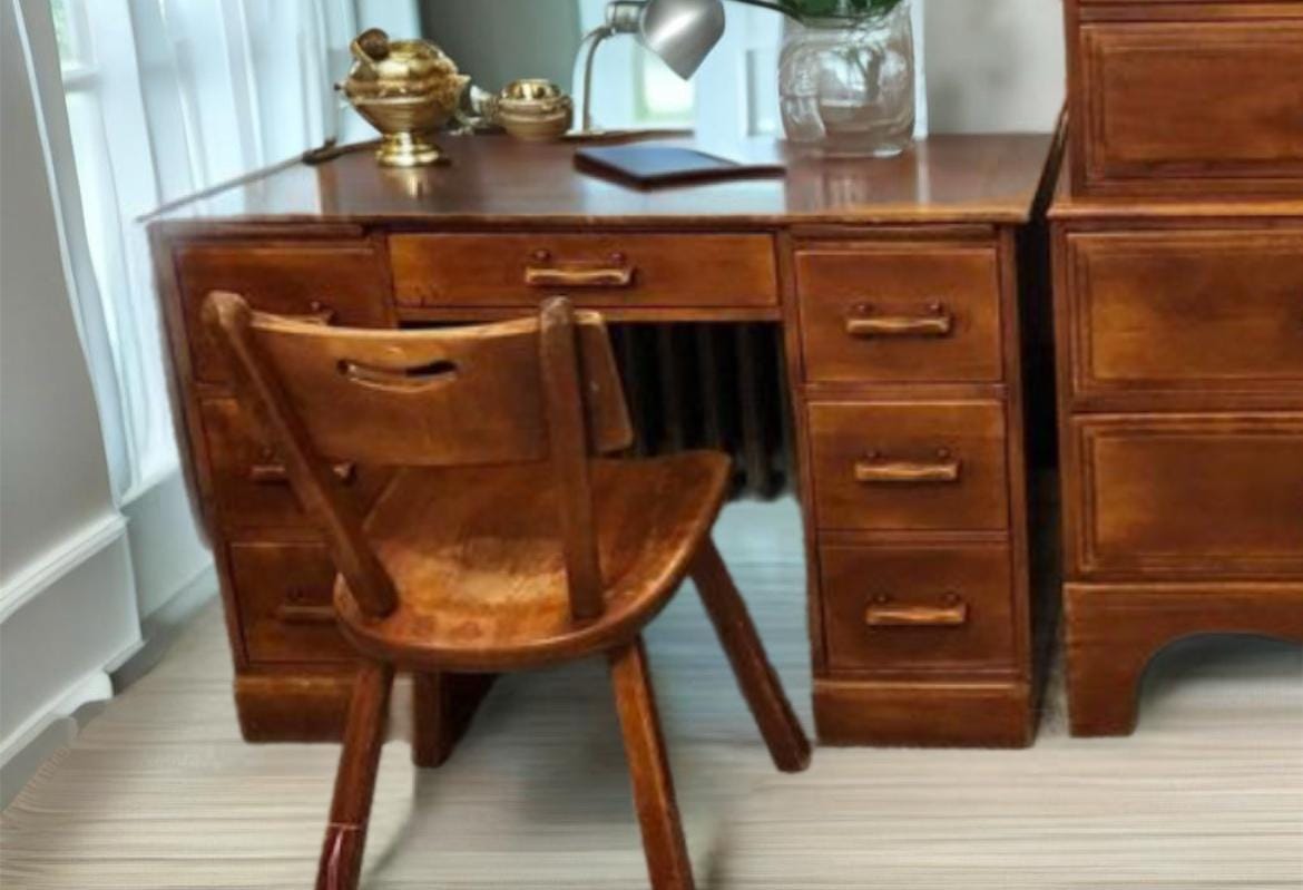 Cushman Colonial Creations Bank Drawer Desk No. 5-12, Cushman Vanity, Cushman Desk, Lover Antiques and Vintage