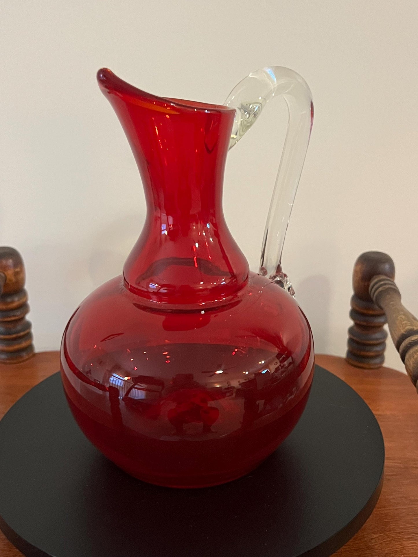 Vintage Ruby Red Serving Pitcher with Handle and Artsy Pour Spout Lover Antiques and Vintage