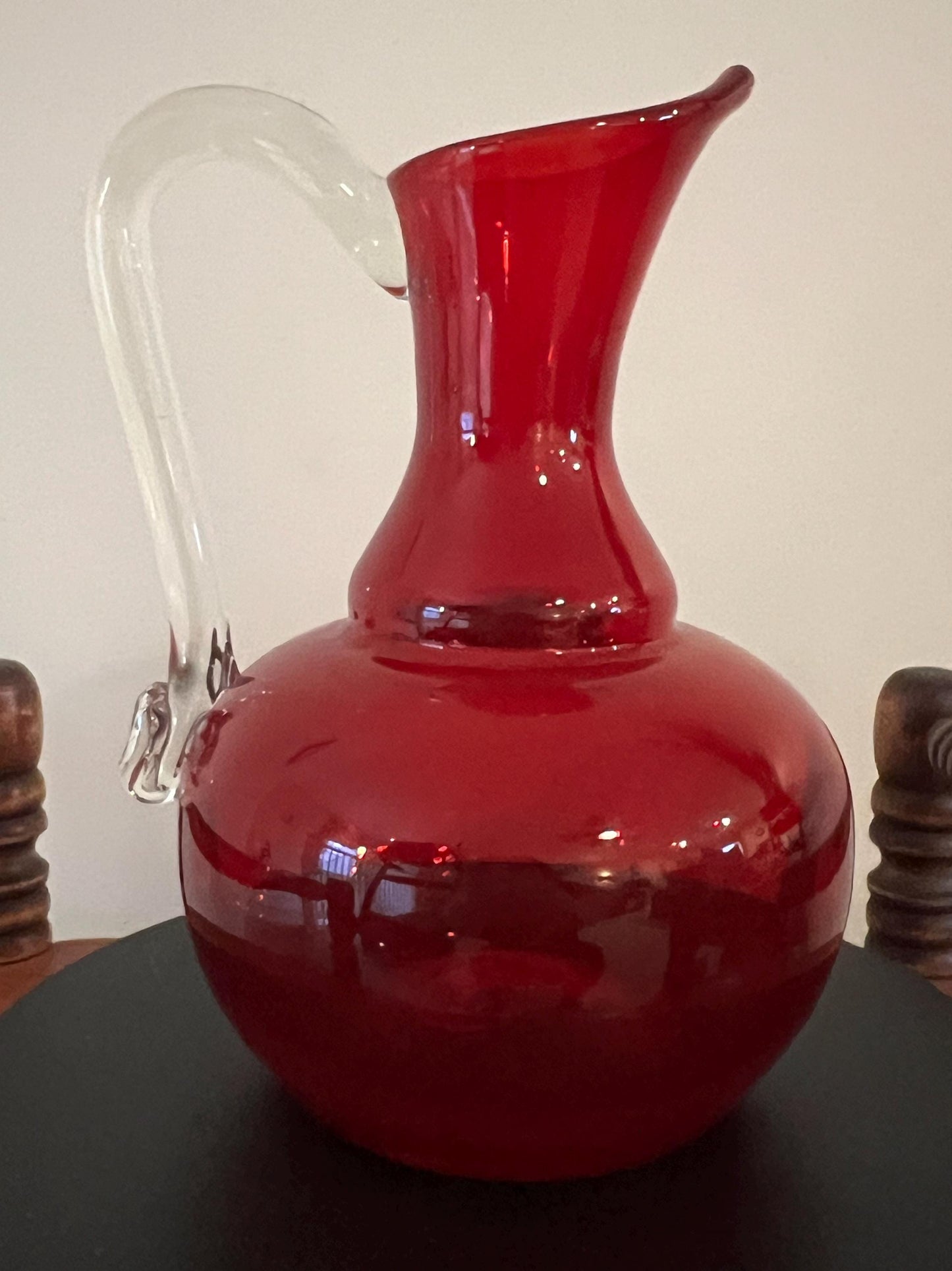 Vintage Ruby Red Serving Pitcher with Handle and Artsy Pour Spout Lover Antiques and Vintage