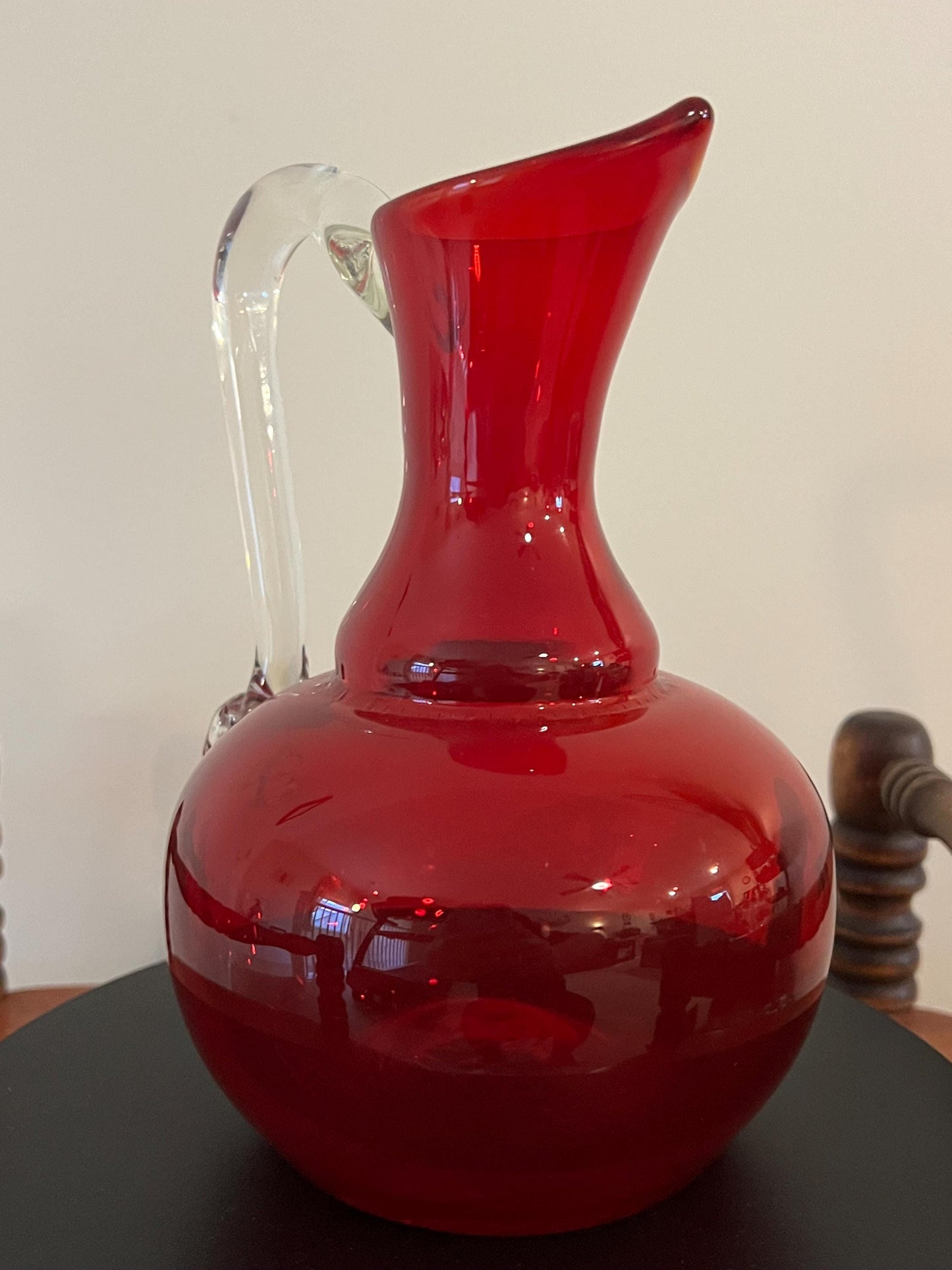 Vintage Ruby Red Serving Pitcher with Handle and Artsy Pour Spout Lover Antiques and Vintage