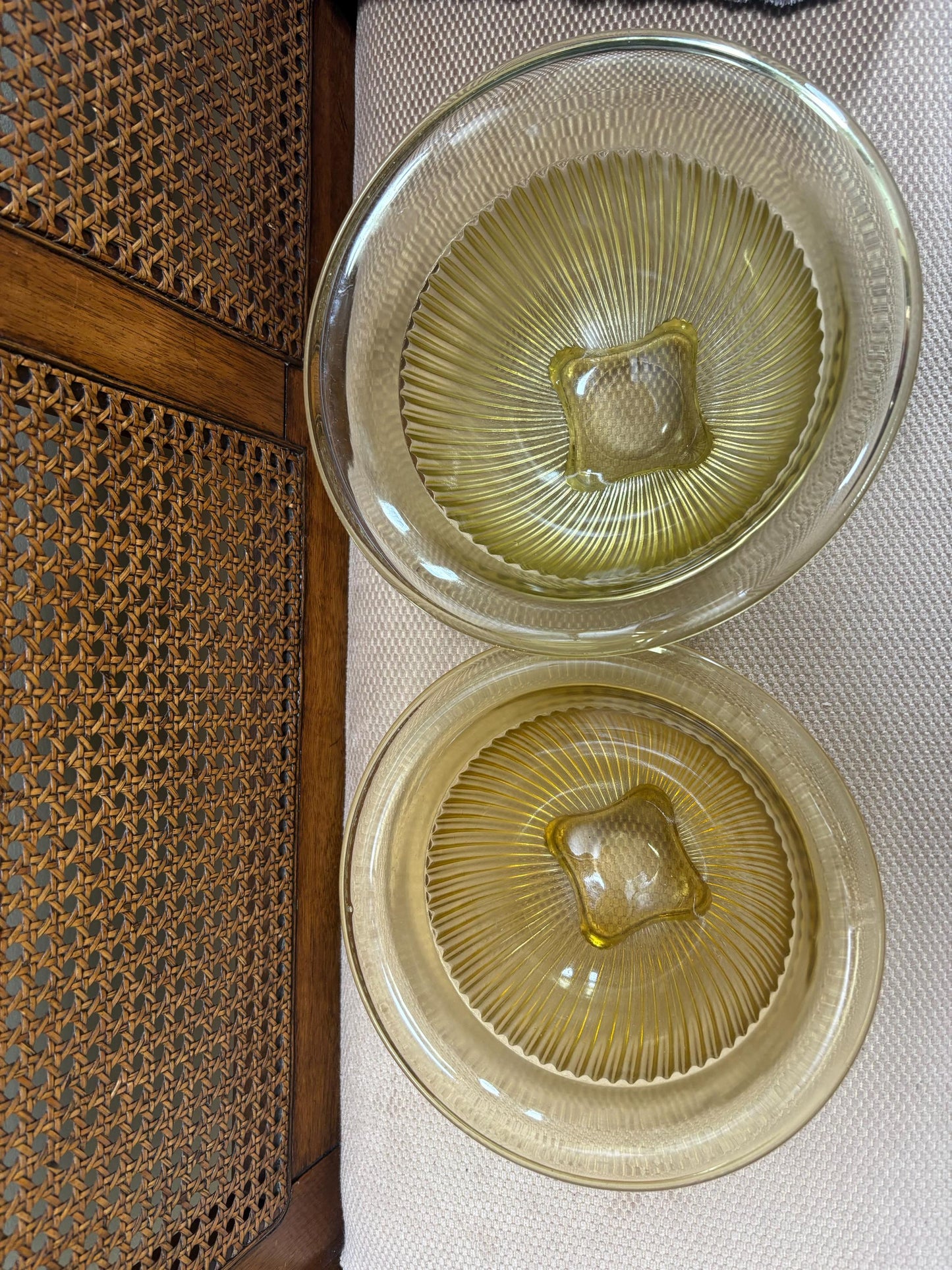 Vintage Hazel Atlas Amber Glass Serving Bowl Set of 2 Mixing Bowls Matching Glass Art Deep Dish Lover Antiques and Vintage