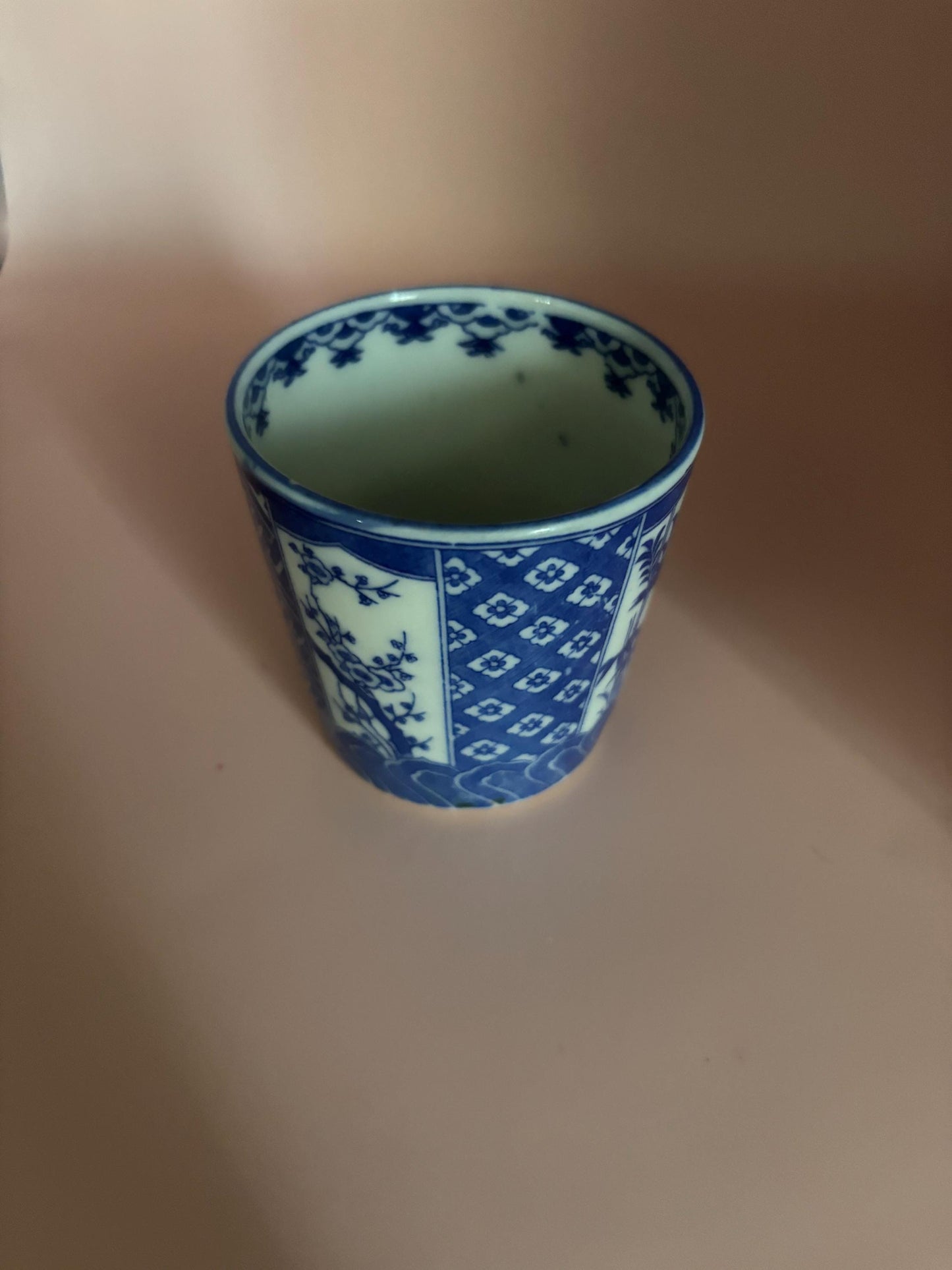 Vintage Japanese Blue & White Porcelain Soba Noodle Cup Flower and Lover Antiques and Vintage