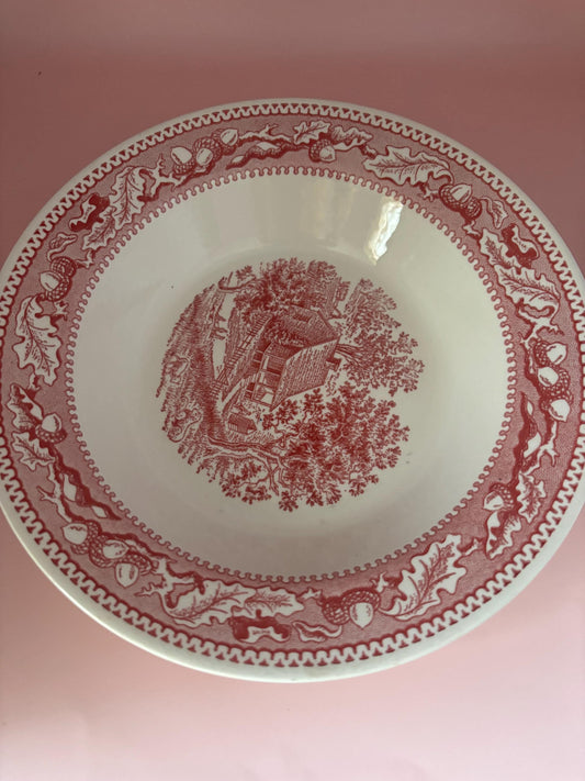 Vintage Royal Ironstone Red Plate Memory Lane Large Red Bowl Platter Lover Antiques and Vintage