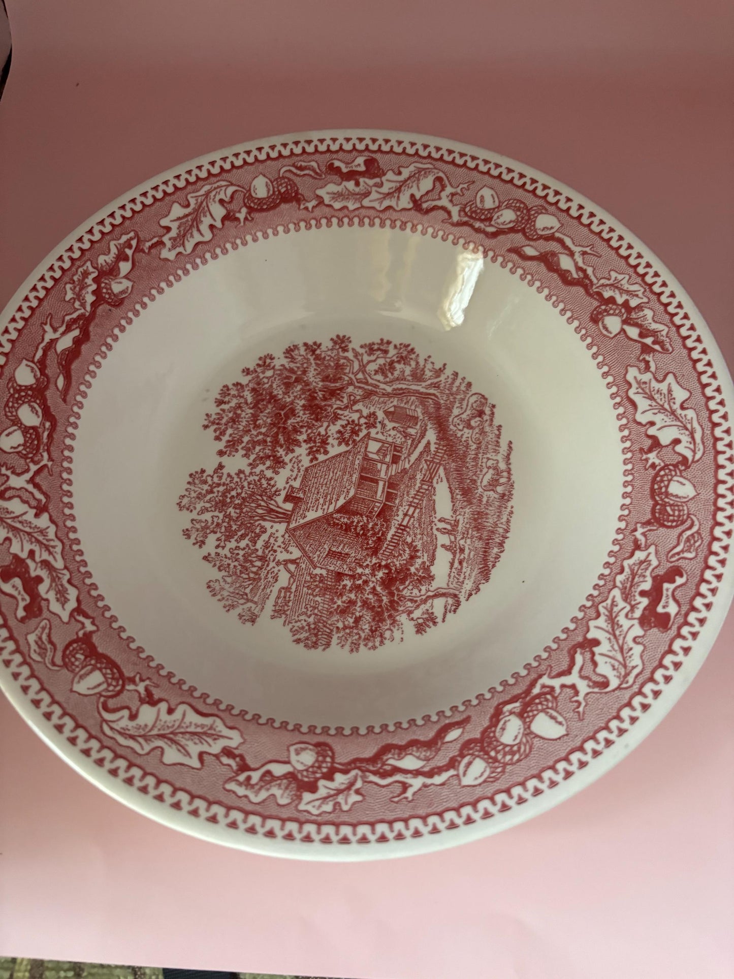 Vintage Royal Ironstone Red Plate Memory Lane Large Red Bowl Platter Lover Antiques and Vintage