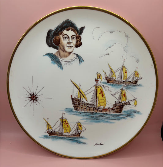 Vintage Boehm Porcelain Plate Commemorating Christopher Columbus 500th Anniversary Lover Antiques and Vintage