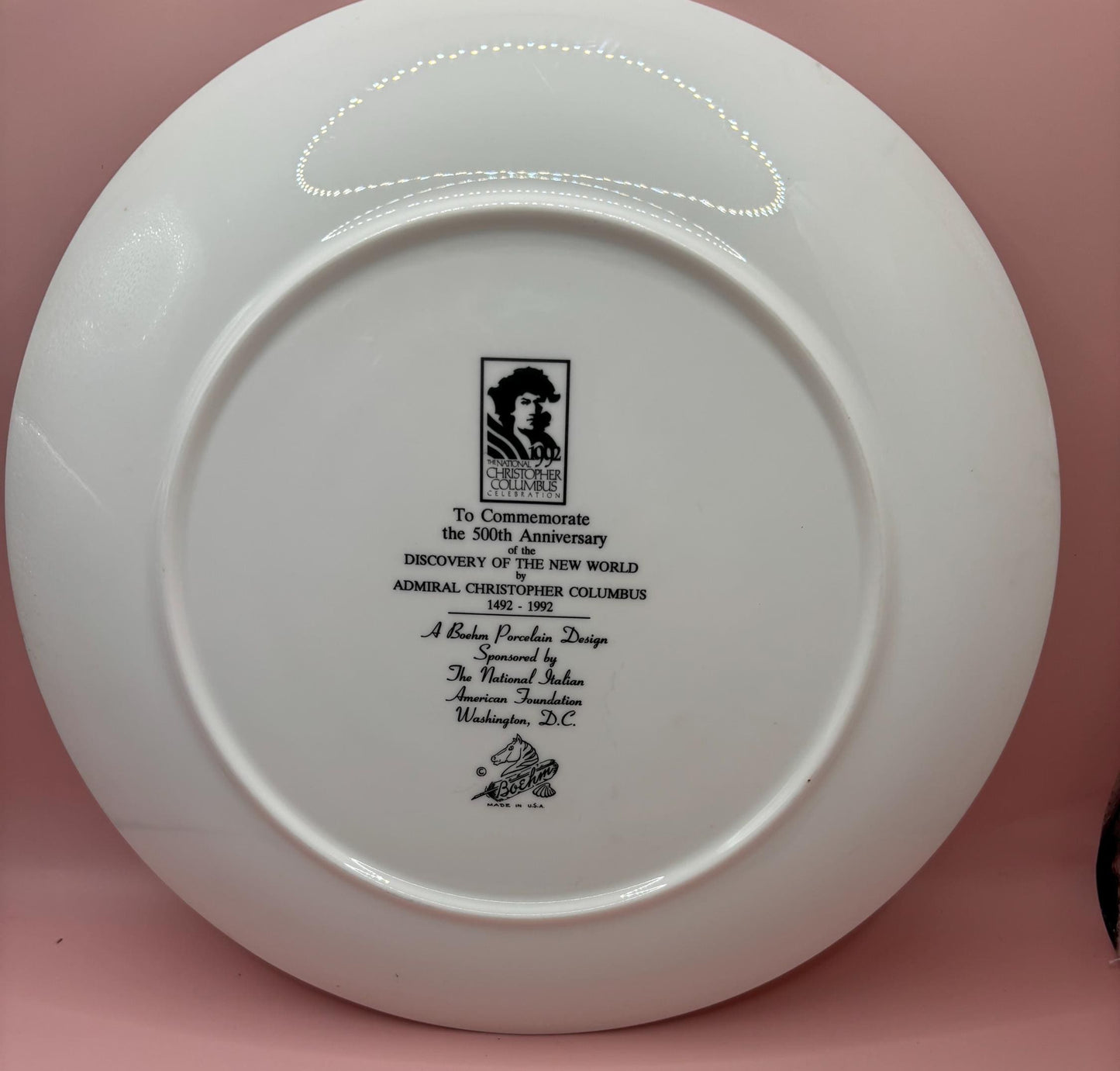 Vintage Boehm Porcelain Plate Commemorating Christopher Columbus 500th Anniversary Lover Antiques and Vintage