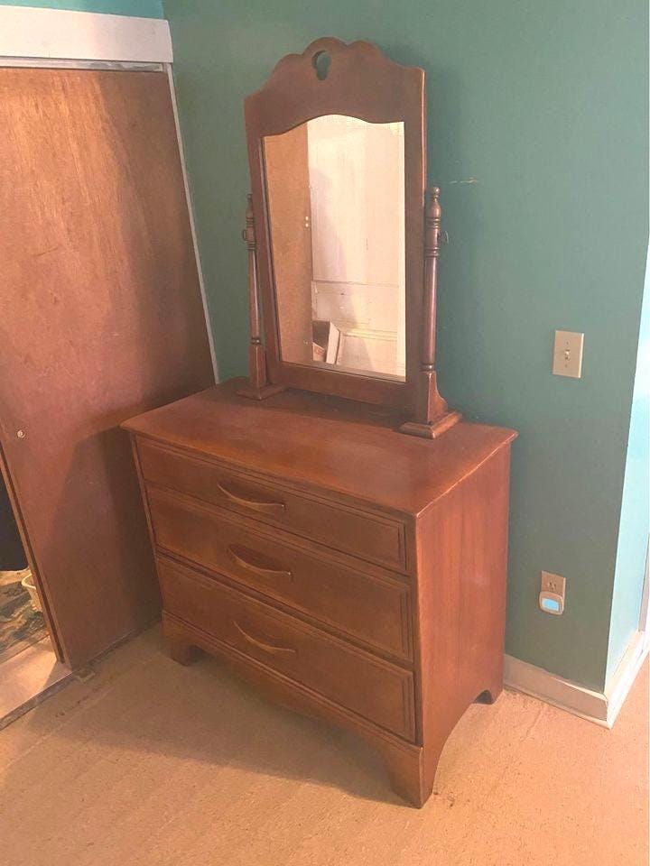 Vintage Cushman Colonial Creations Molly Stark 3 drawer dresser No.2053 & matching mirror No. 2057