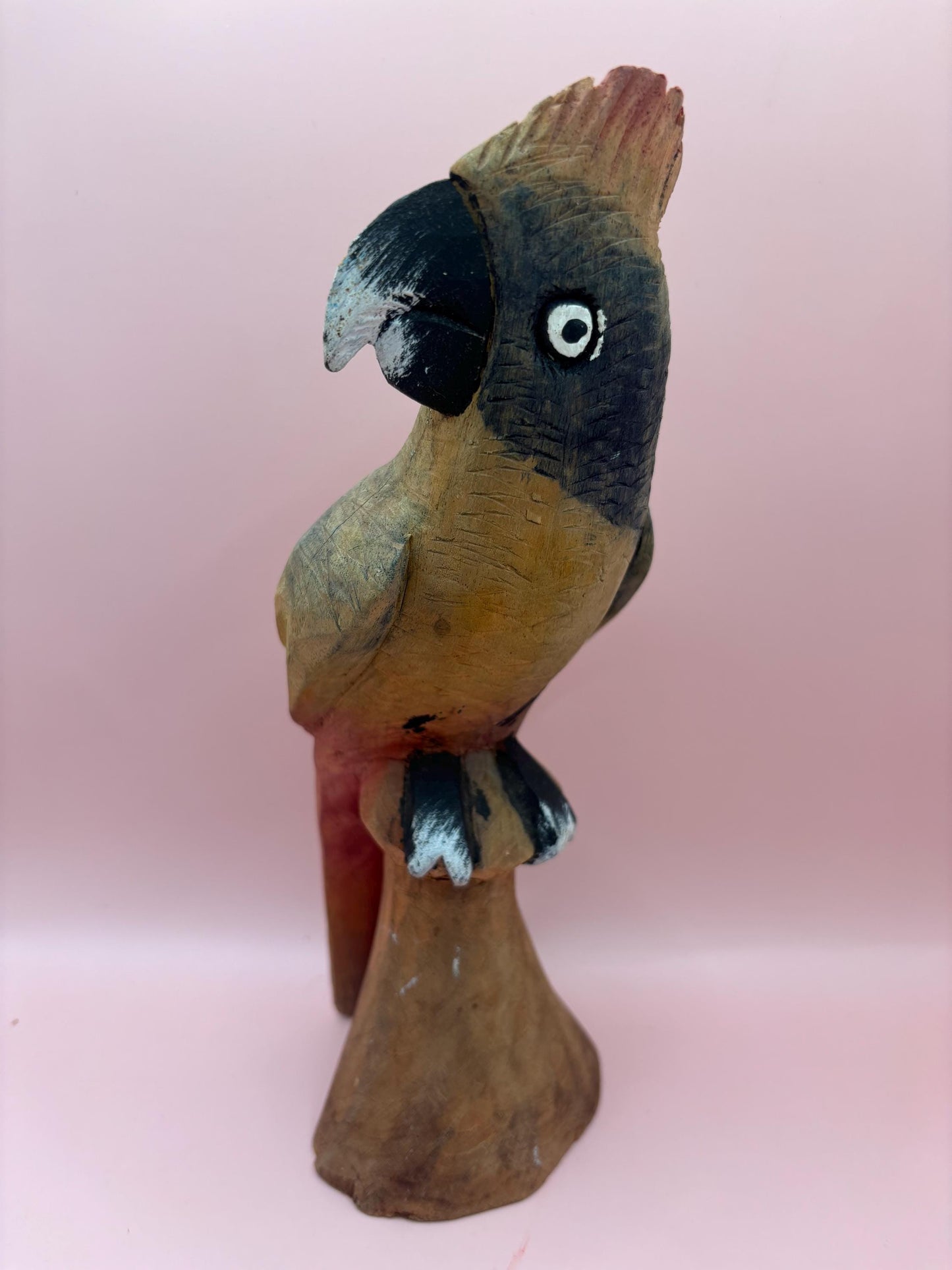 Vintage Carved Wooden Parrot Figurine Hand Painted Made in Jamaica Lover Antiques and Vintage