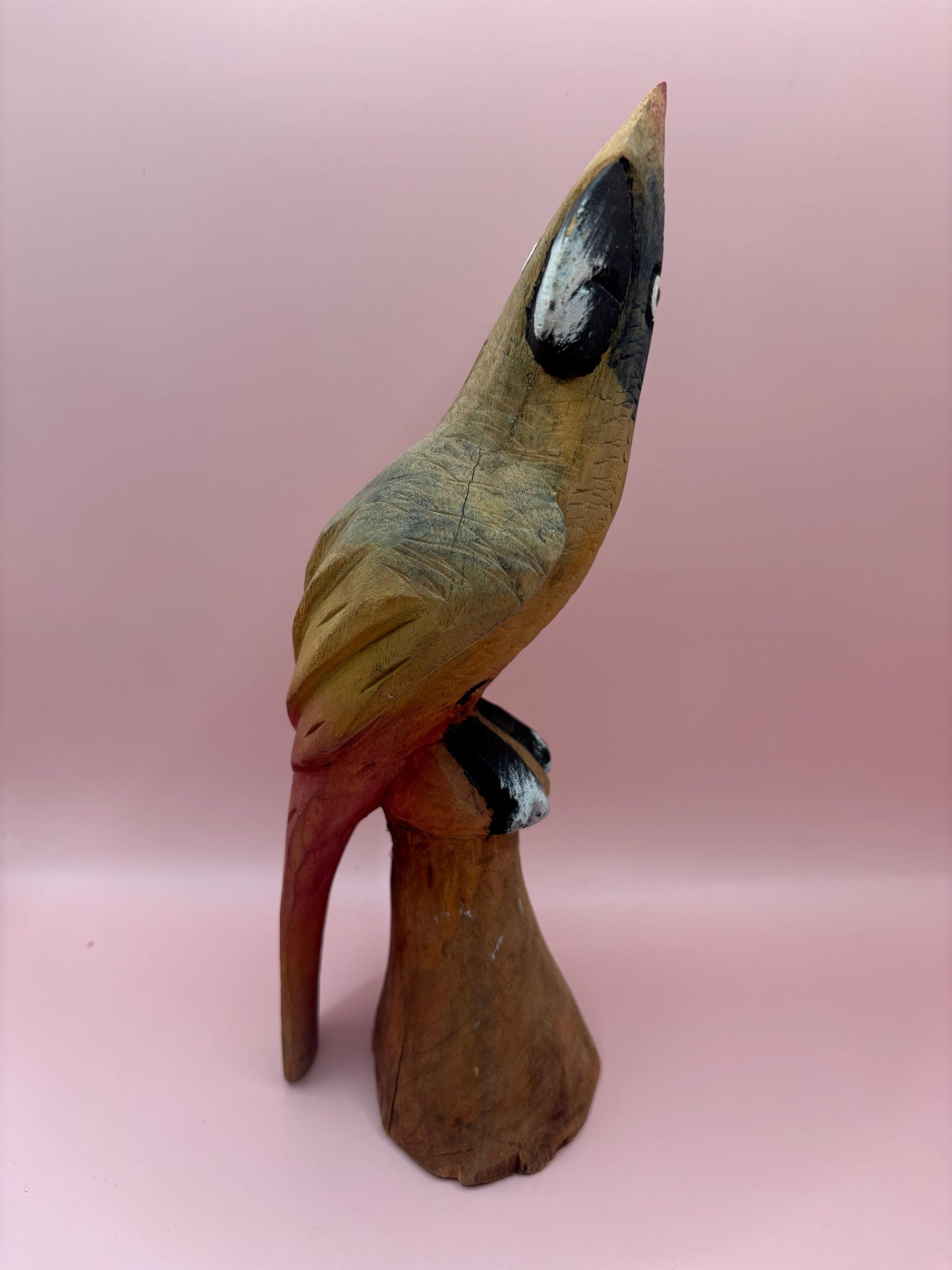 Vintage Carved Wooden Parrot Figurine Hand Painted Made in Jamaica Lover Antiques and Vintage