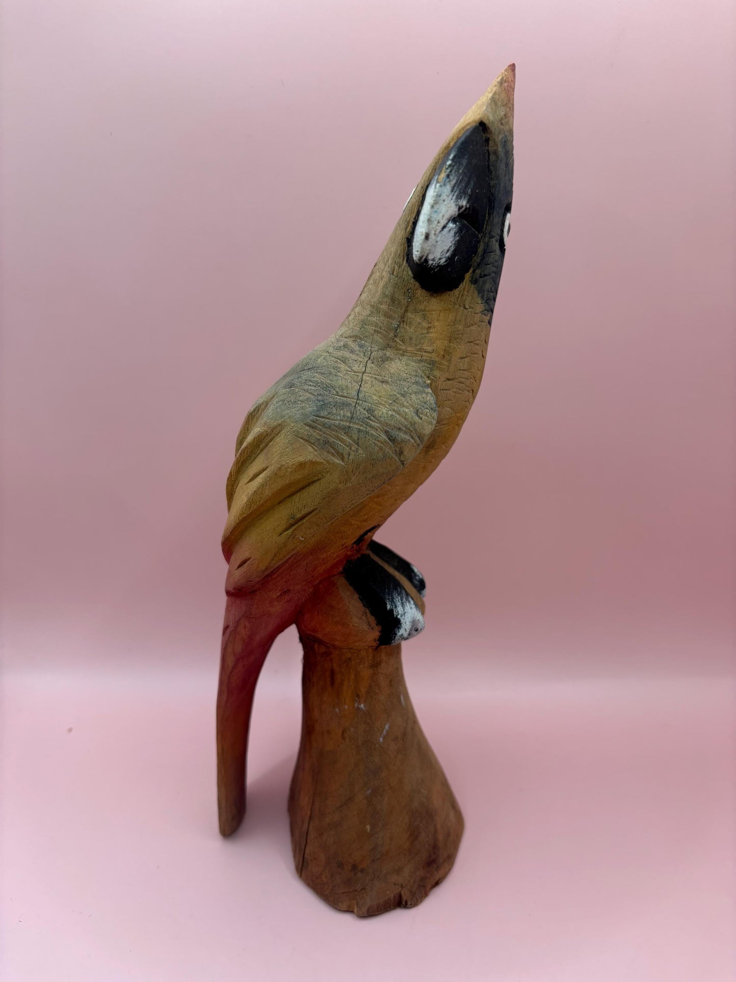 Vintage Carved Wooden Parrot Figurine Hand Painted Made in Jamaica Lover Antiques and Vintage
