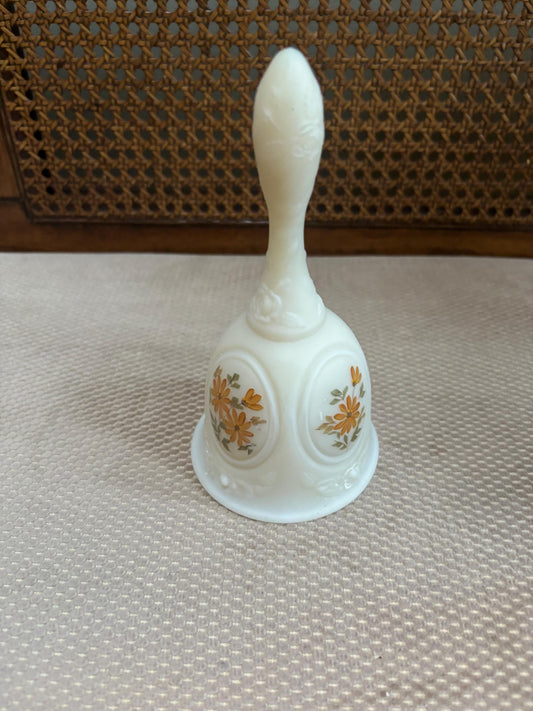 Vintage Fenton Satin Glass Bell Hand-Painted Signed Art Glass Limited Edition Lover Antiques and Vintage