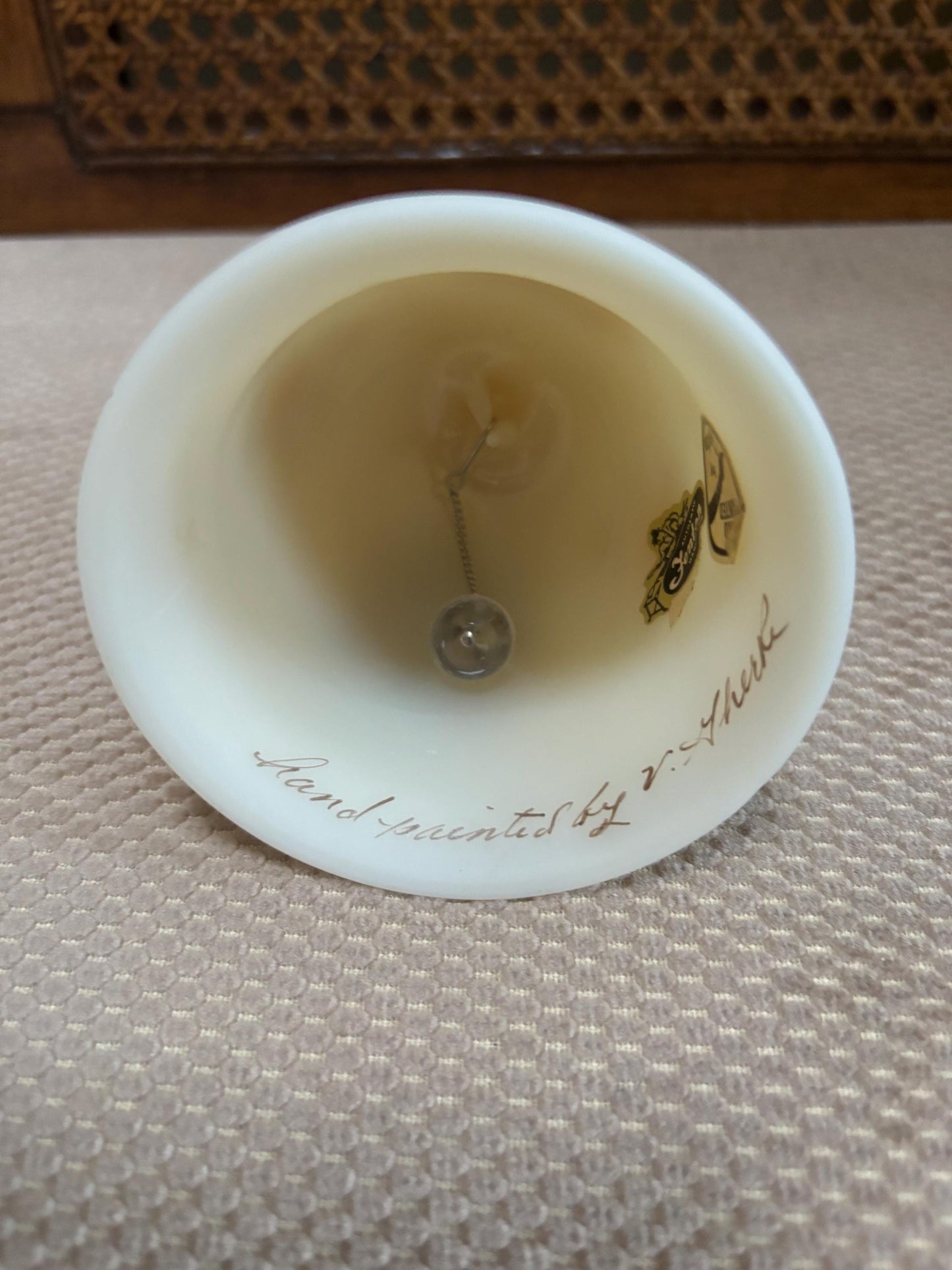 Vintage Fenton Satin Glass Bell Hand-Painted Signed Art Glass Limited Edition Lover Antiques and Vintage