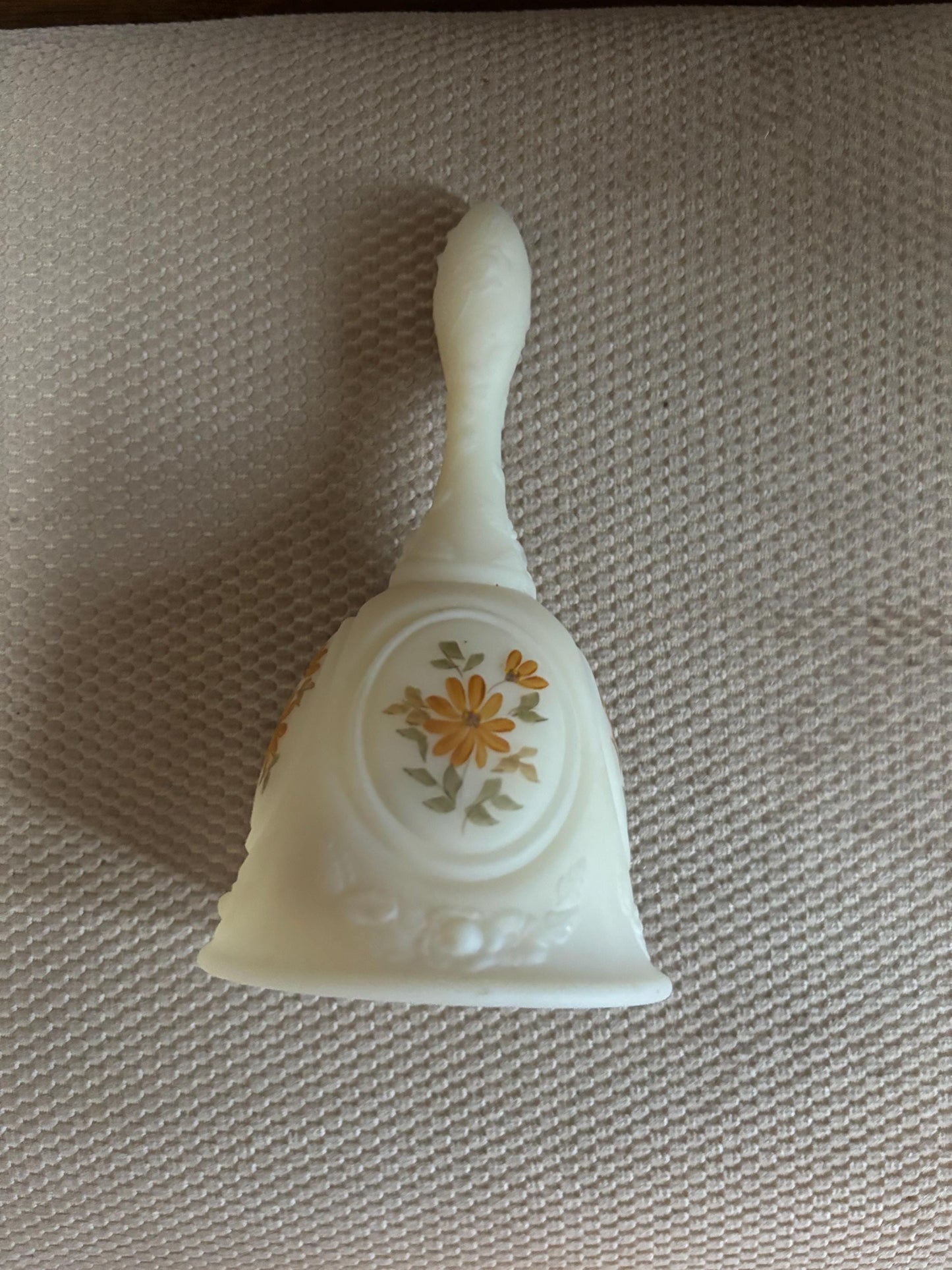 Vintage Fenton Satin Glass Bell Hand-Painted Signed Art Glass Limited Edition Lover Antiques and Vintage