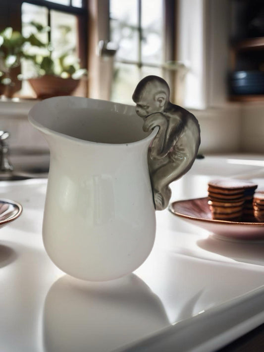 Vintage Stone Pitcher with Monkey Handle Lover Antiques and Vintage