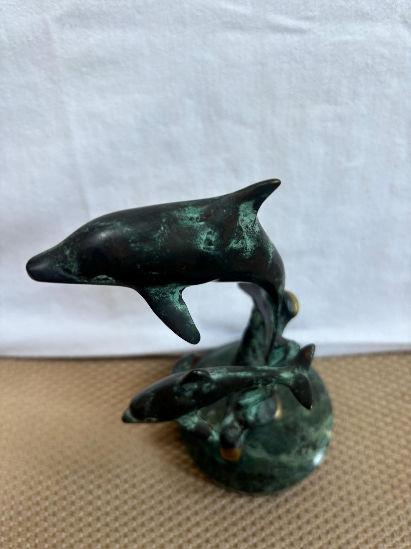 Vintage Brass Dolphins Statue on a Marble Base Dolphin Art Figurine Lover Antiques and Vintage