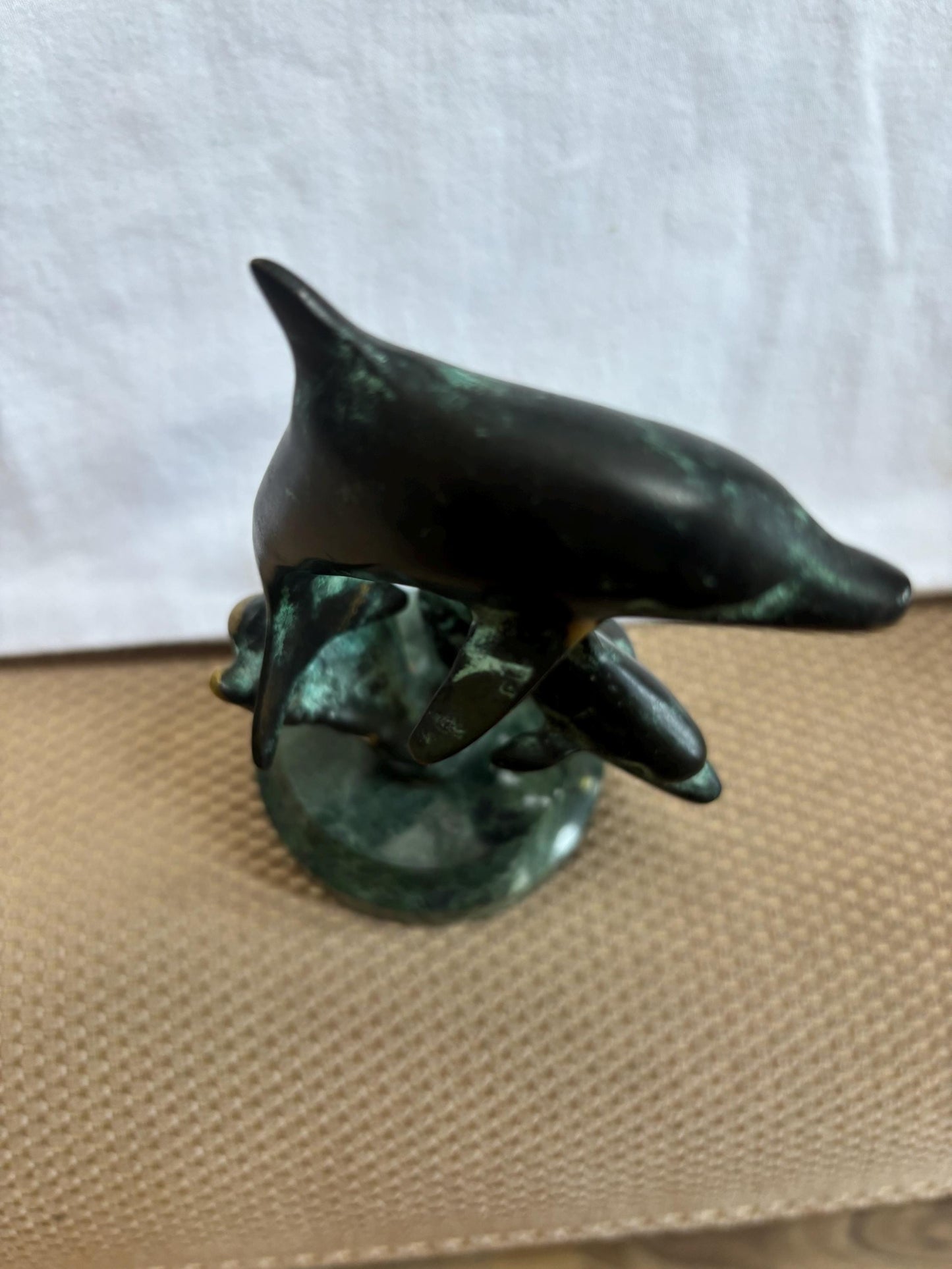 Vintage Brass Dolphins Statue on a Marble Base Dolphin Art Figurine Lover Antiques and Vintage