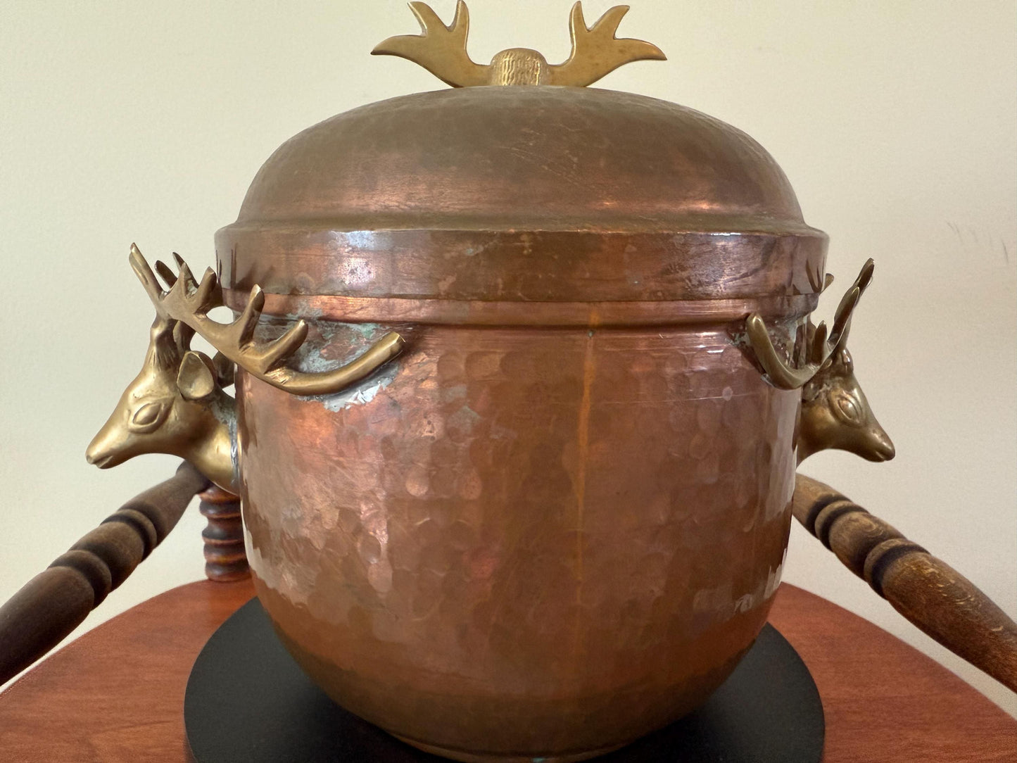 Antique Copper Pot with Lid Brass Deep Handles on Each Side Hammered Copper Pitcher Lover Antiques and Vintage