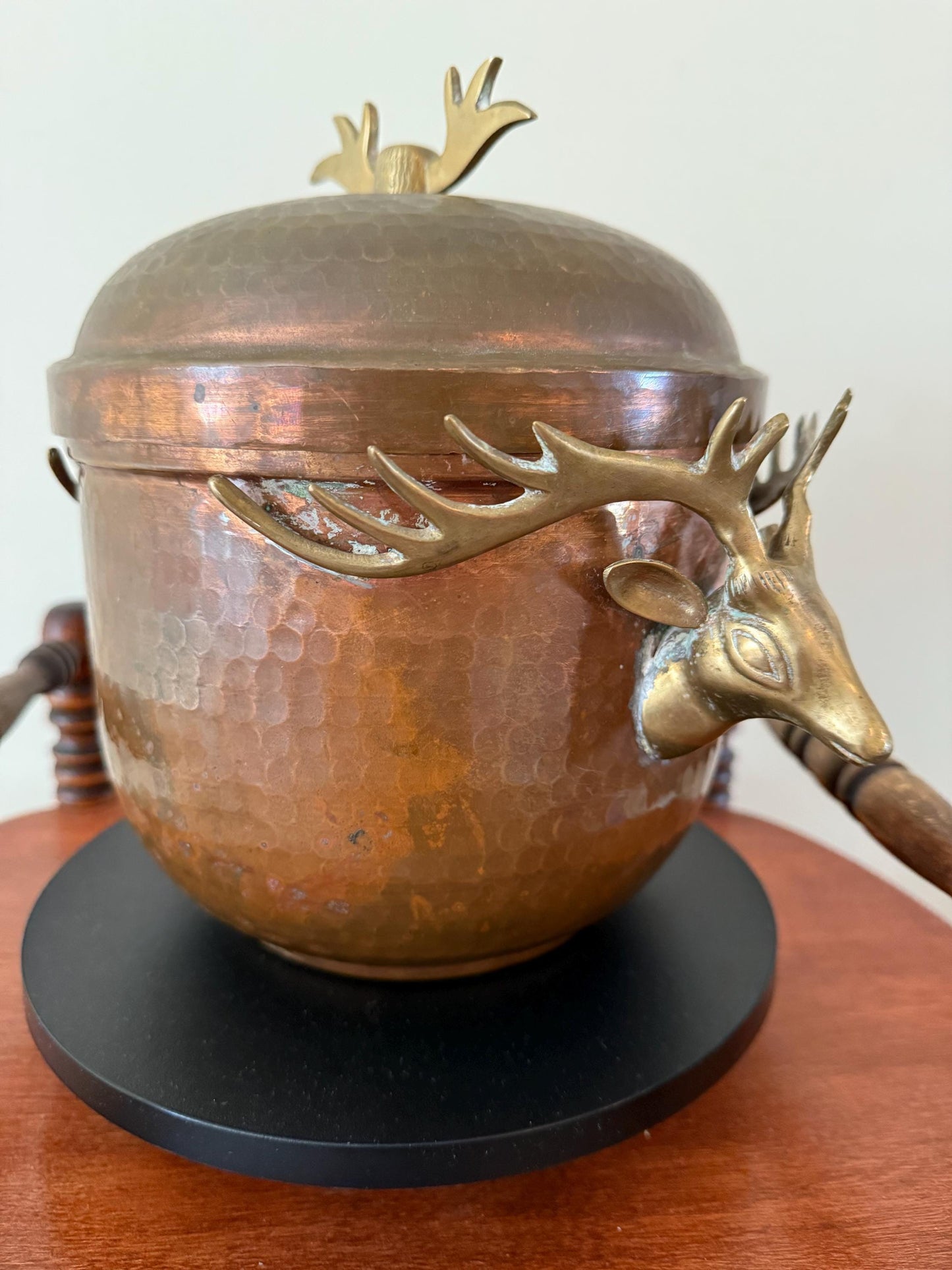 Antique Copper Pot with Lid Brass Deep Handles on Each Side Hammered Copper Pitcher Lover Antiques and Vintage
