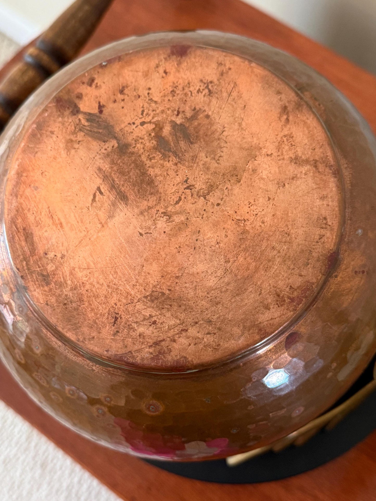 Antique Copper Pot with Lid Brass Deep Handles on Each Side Hammered Copper Pitcher Lover Antiques and Vintage