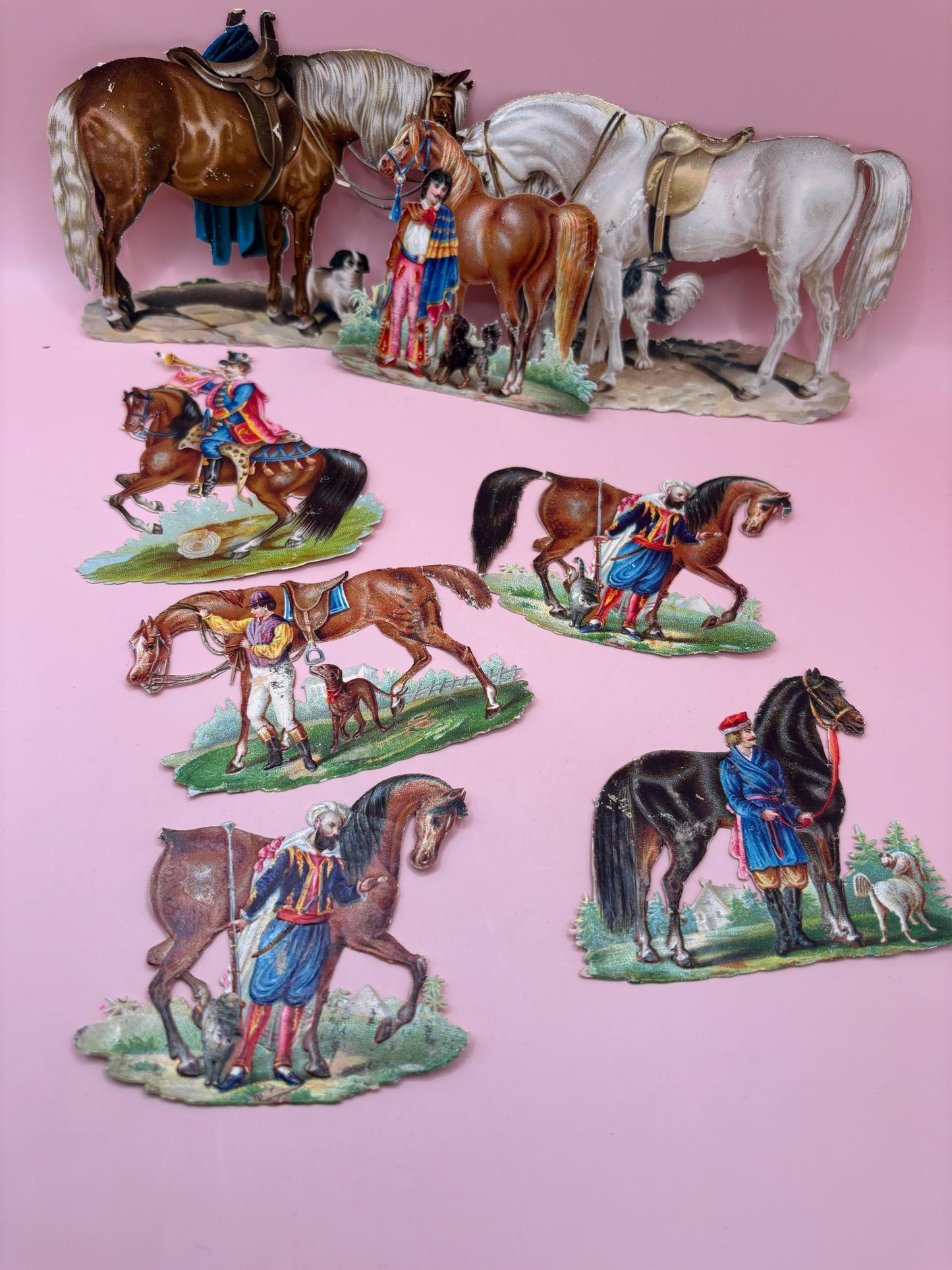 Vintage Collection of Embossed Die Cuts Horses Roses Children and Variety Die Cut Lover Antiques and Vintage