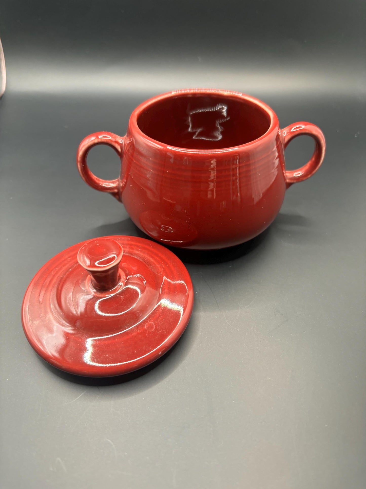 Vintage Fiesta Ware Scarlet Red Sugar Bowl Homer Laughlin Fiestaware Maroon Lover Antiques and Vintage