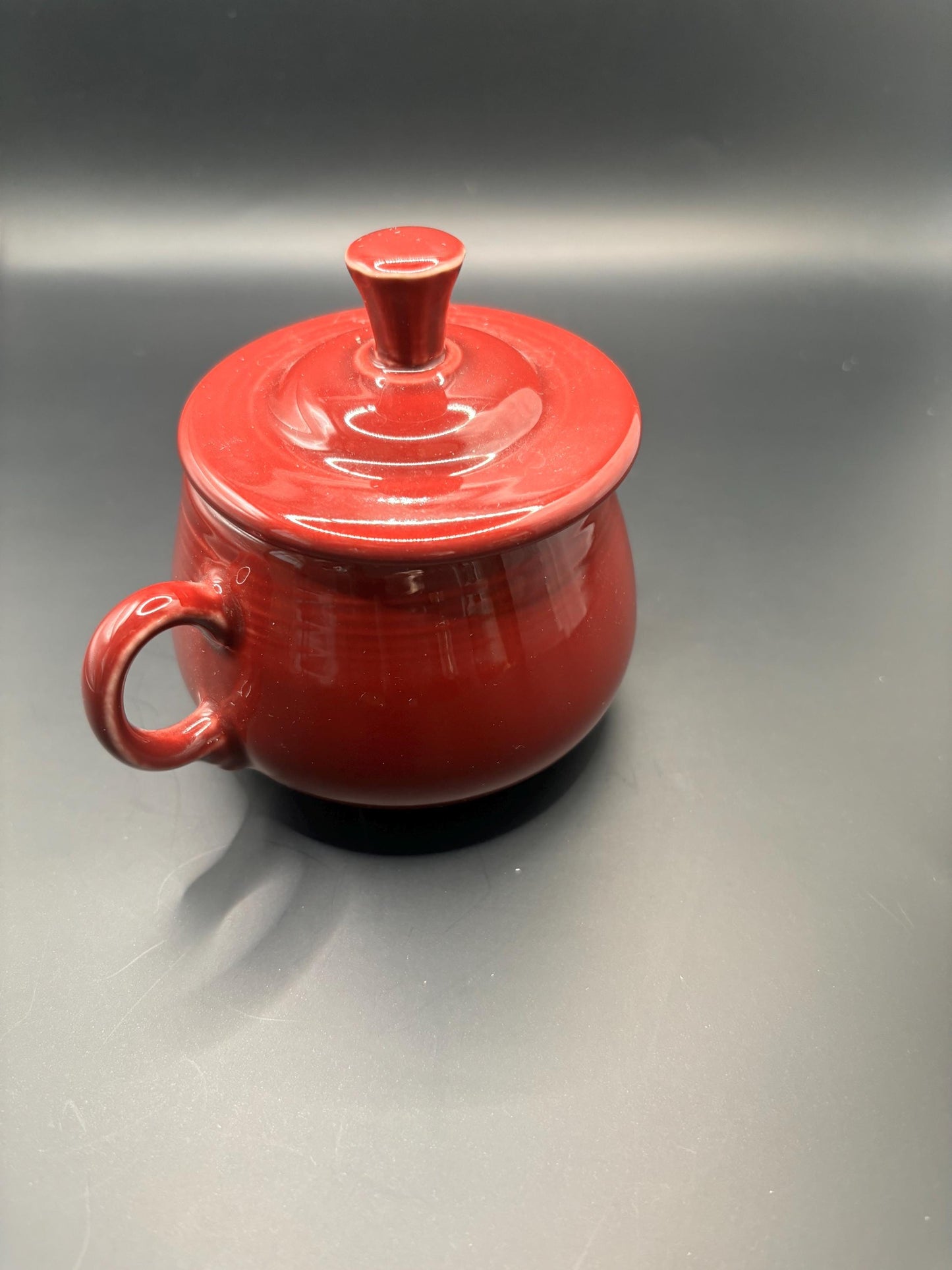 Vintage Fiesta Ware Scarlet Red Sugar Bowl Homer Laughlin Fiestaware Maroon Lover Antiques and Vintage