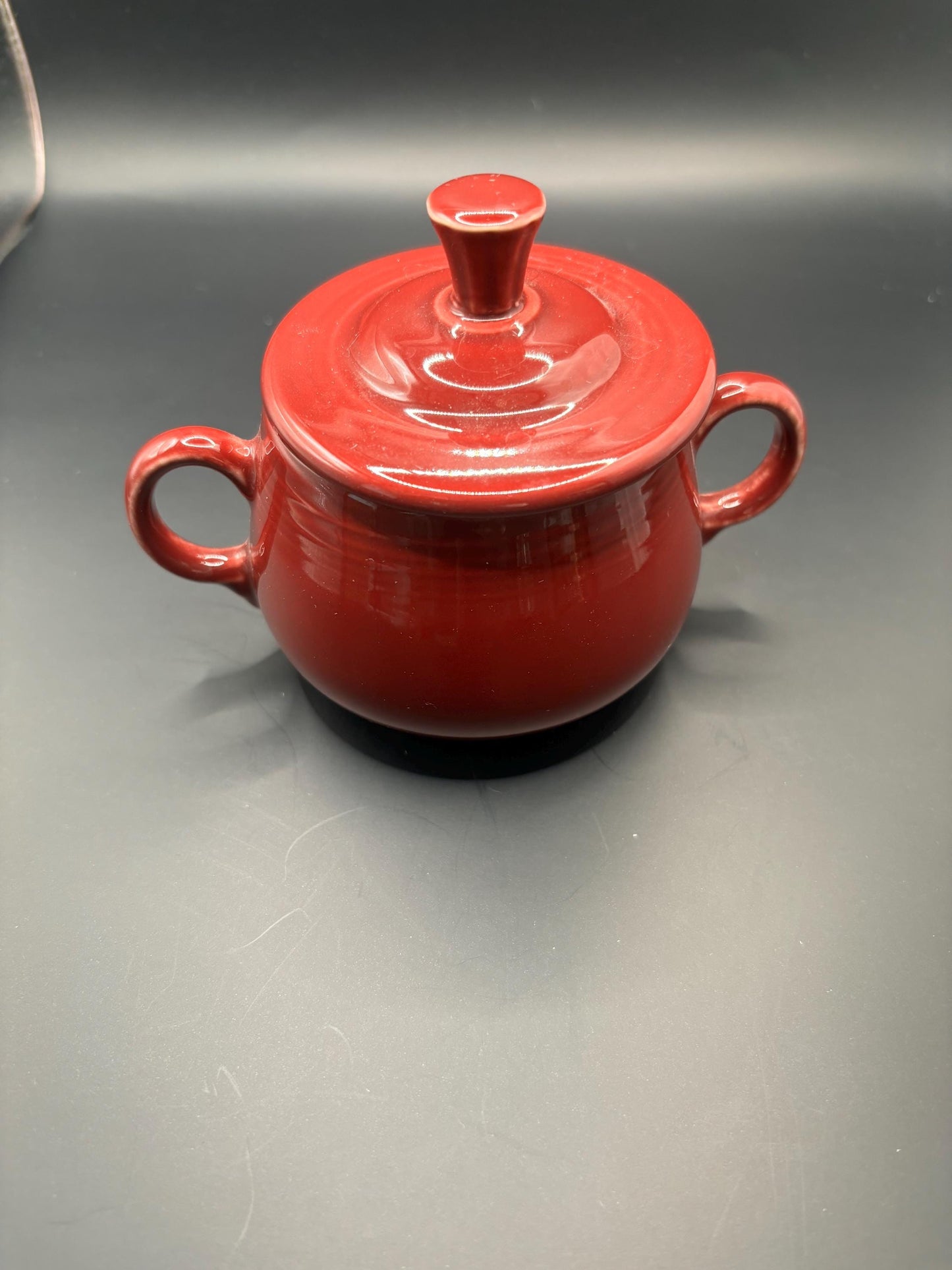 Vintage Fiesta Ware Scarlet Red Sugar Bowl Homer Laughlin Fiestaware Maroon Lover Antiques and Vintage