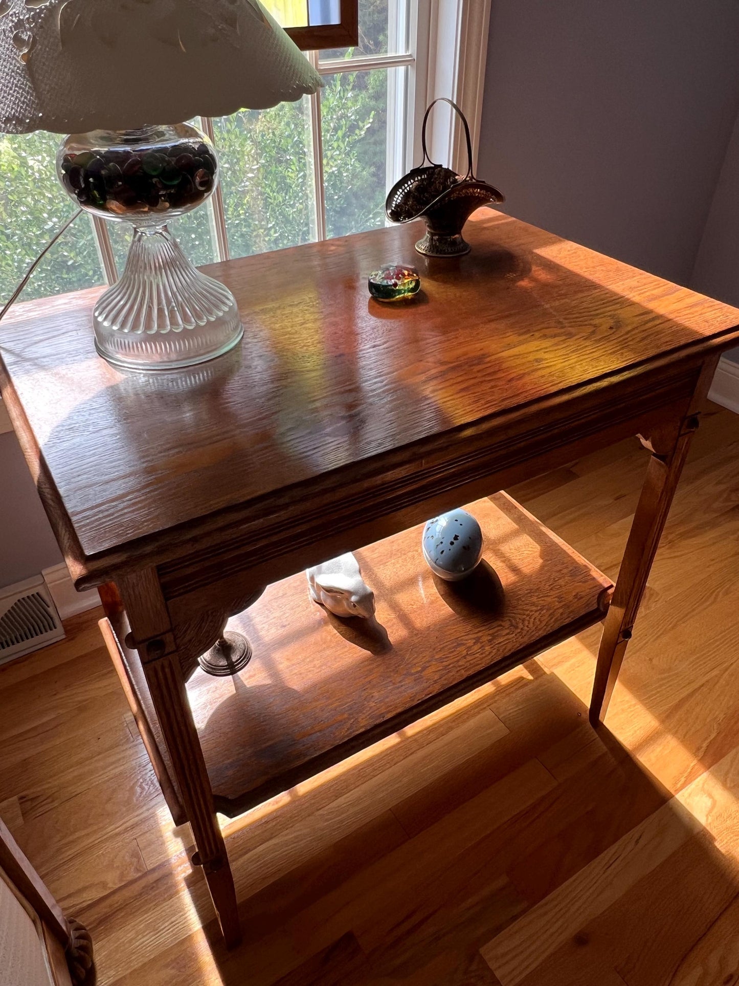Antique Oak Side Table, End Table, Console Wood Entryway Lover Antiques and Vintage