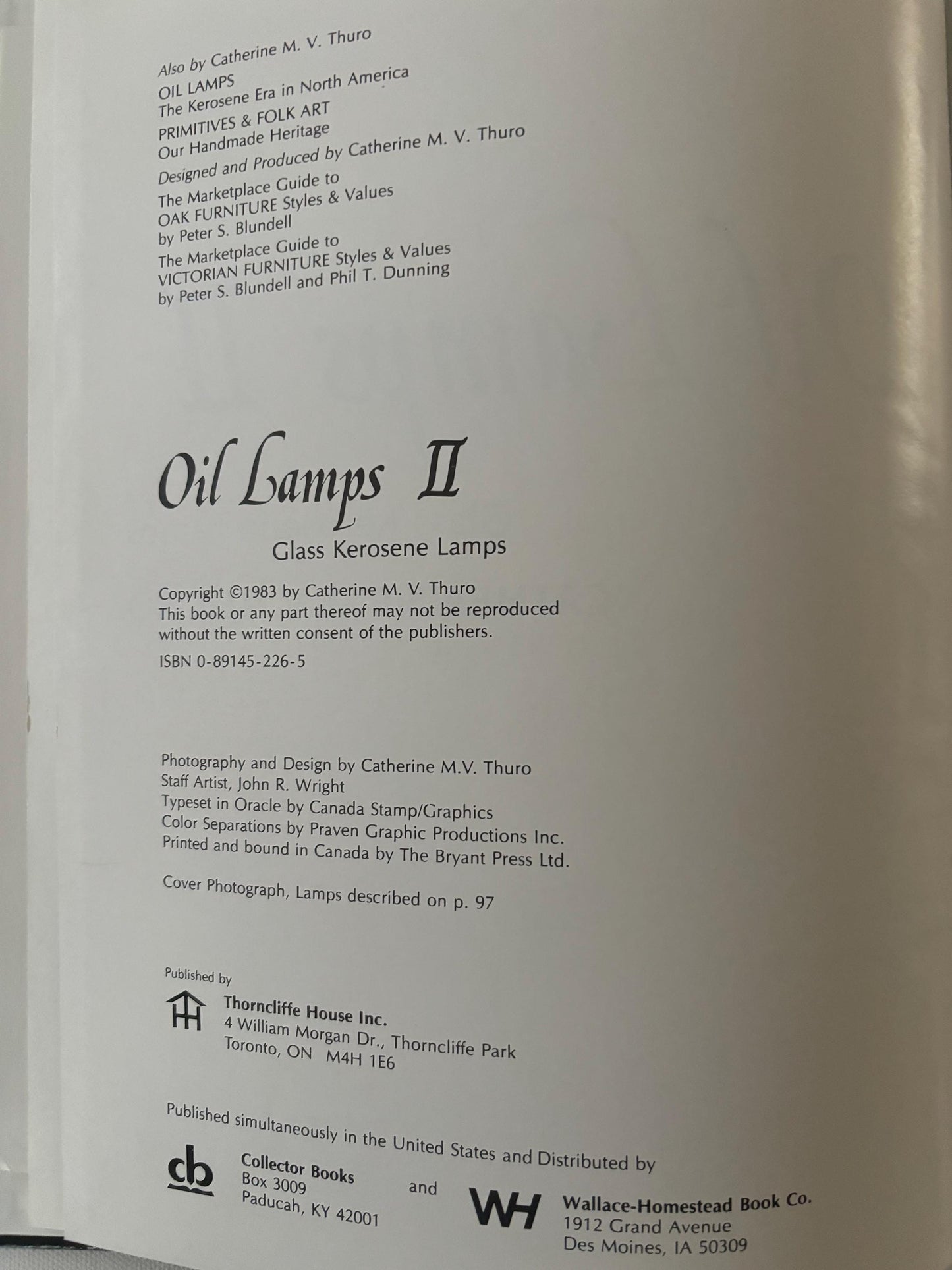 Oil Lamps II Glass Kerosene Book by Catherine M.V. Thuro Lover Antiques and Vintage