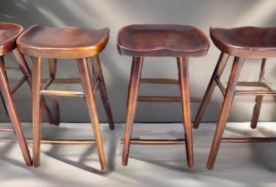 Vintage Rustic Bar Stools Set of 4 Maple Wood Rustic Chairs Lover Antiques and Vintage