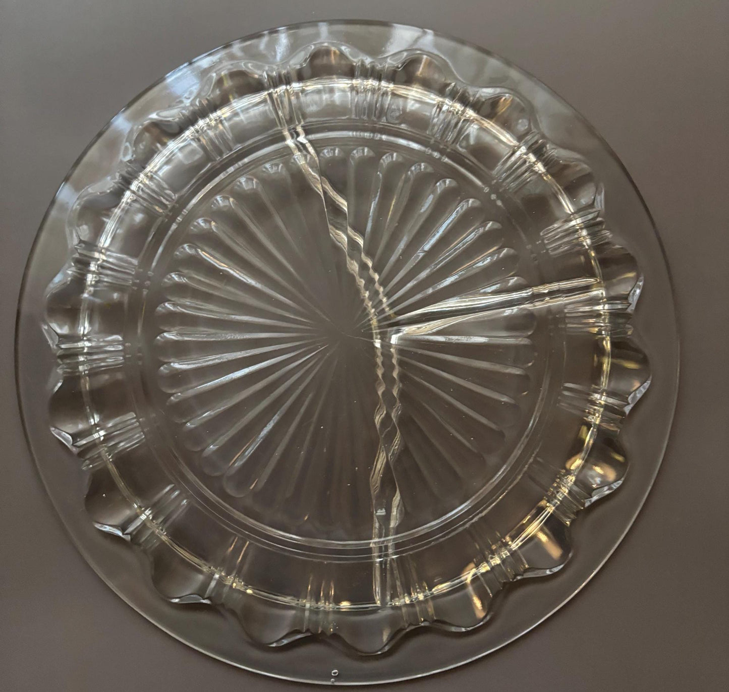 Vintage Anchor Hocking Colonial Knife and Fork Crystal 3 Part Divided Plate Lover Antiques and Vintage